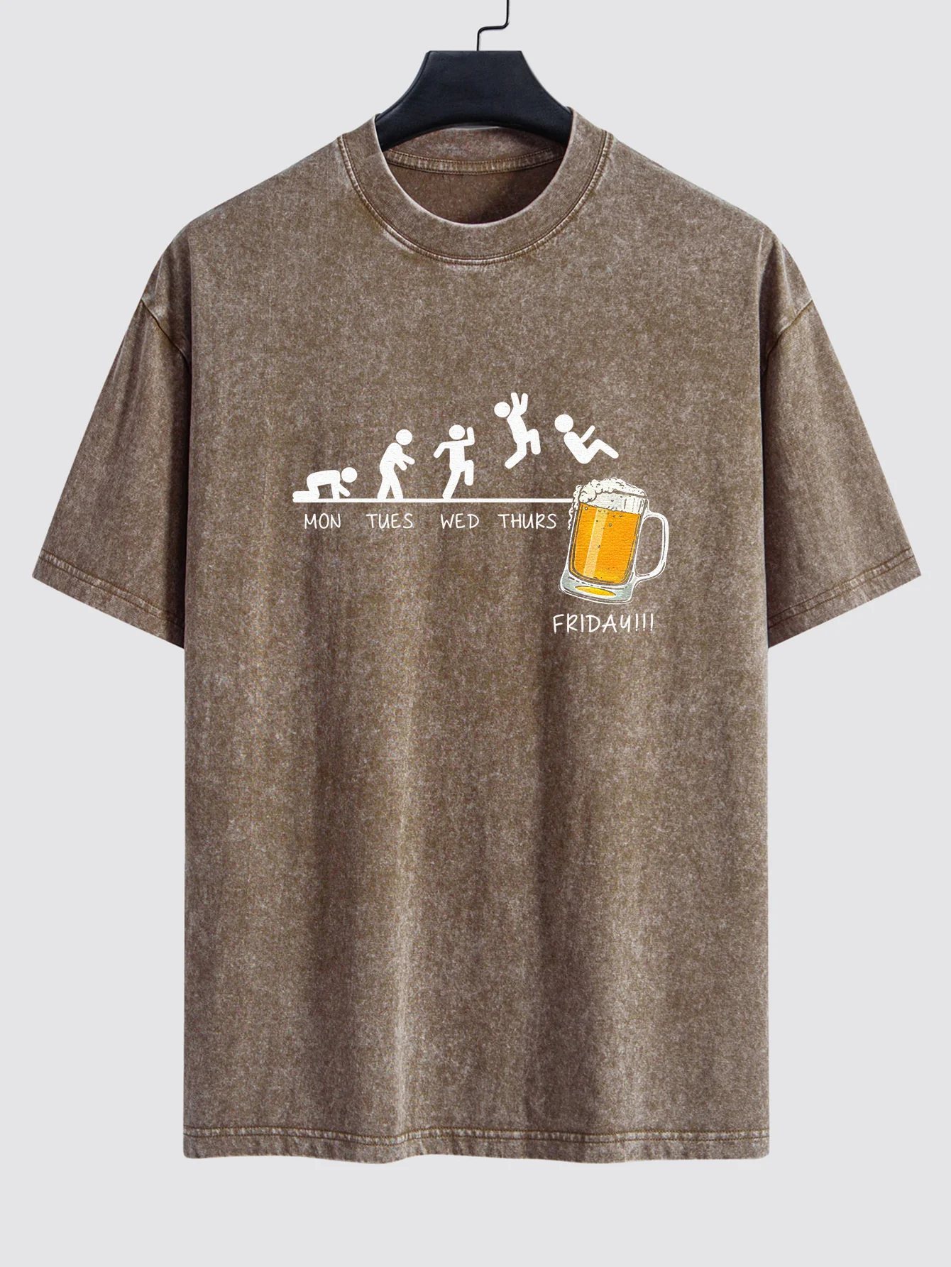 Beer Weekly Evolution Print Gewaschenes Distressed Drop-Shoulder T-Shirt - Image 4