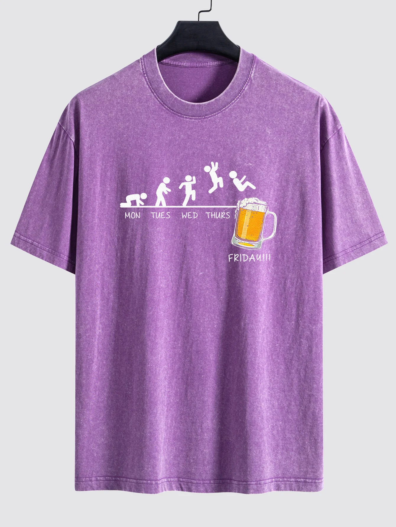 Beer Weekly Evolution Print Gewaschenes Distressed Drop-Shoulder T-Shirt - Image 5