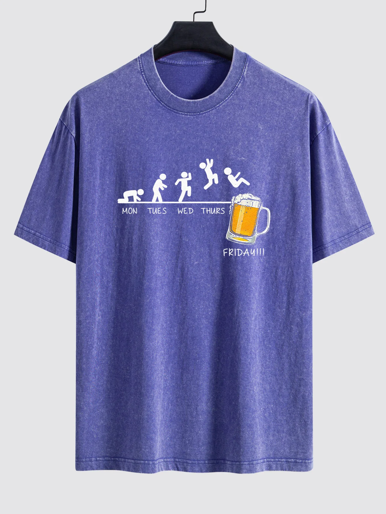 Beer Weekly Evolution Print Gewaschenes Distressed Drop-Shoulder T-Shirt - Image 6