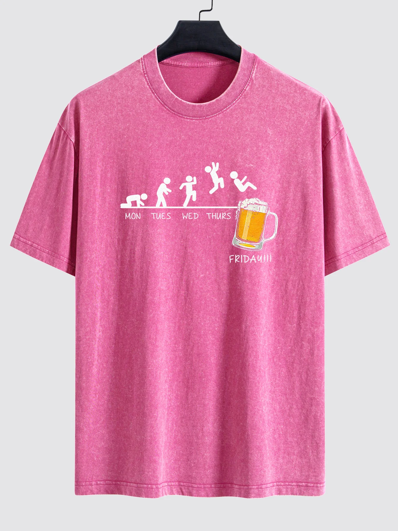 Beer Weekly Evolution Print Gewaschenes Distressed Drop-Shoulder T-Shirt - Image 7