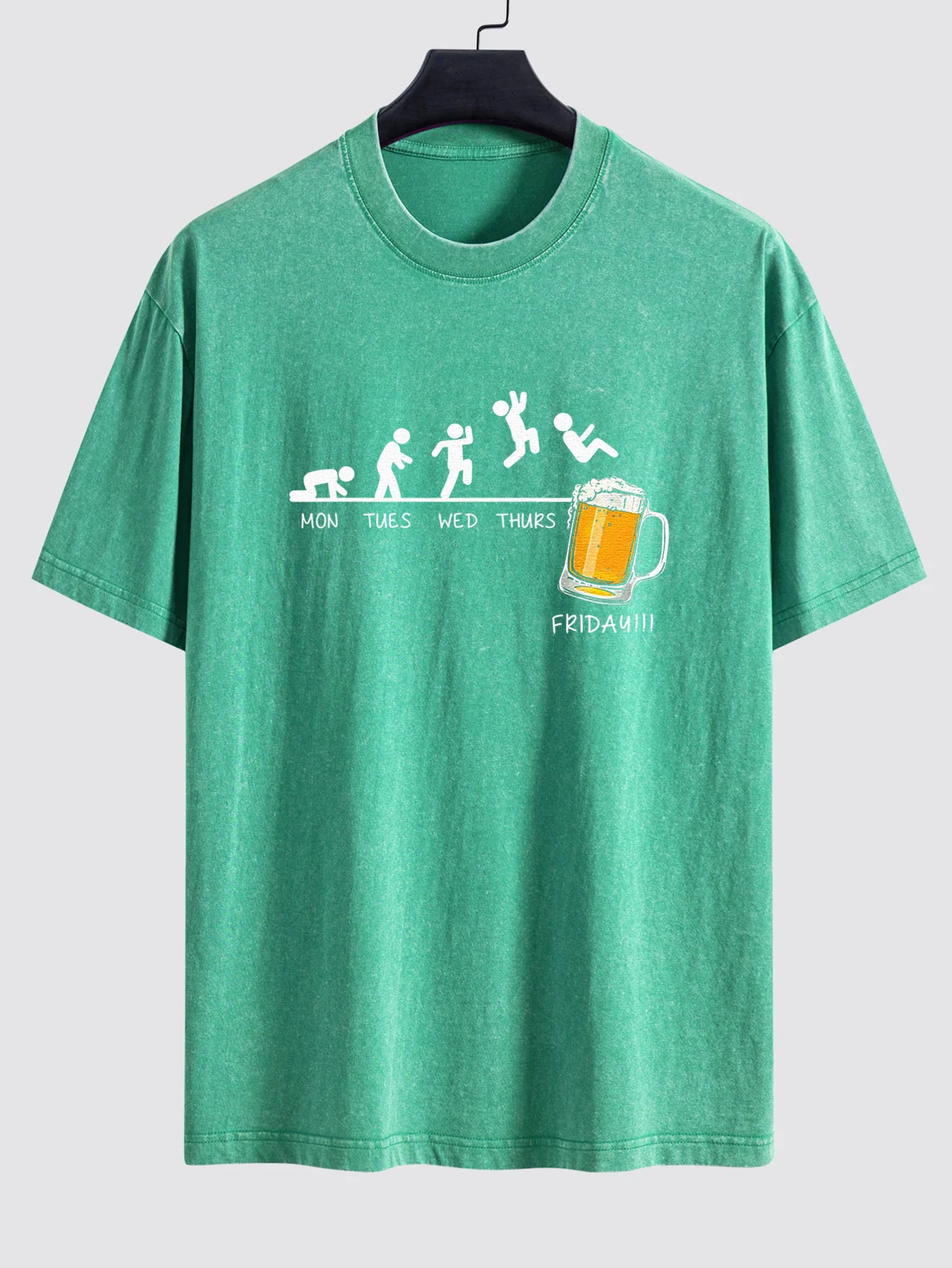 Beer Weekly Evolution Print Gewaschenes Distressed Drop-Shoulder T-Shirt - Image 8