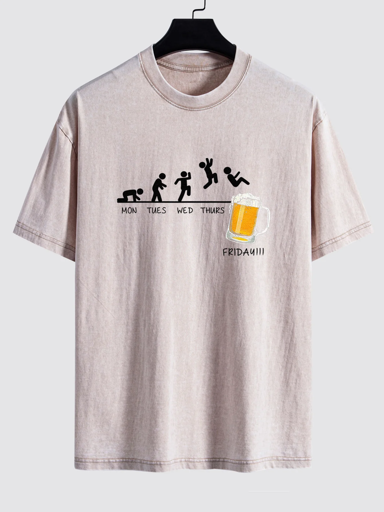 Beer Weekly Evolution Print Gewaschenes Distressed Drop-Shoulder T-Shirt - Image 9