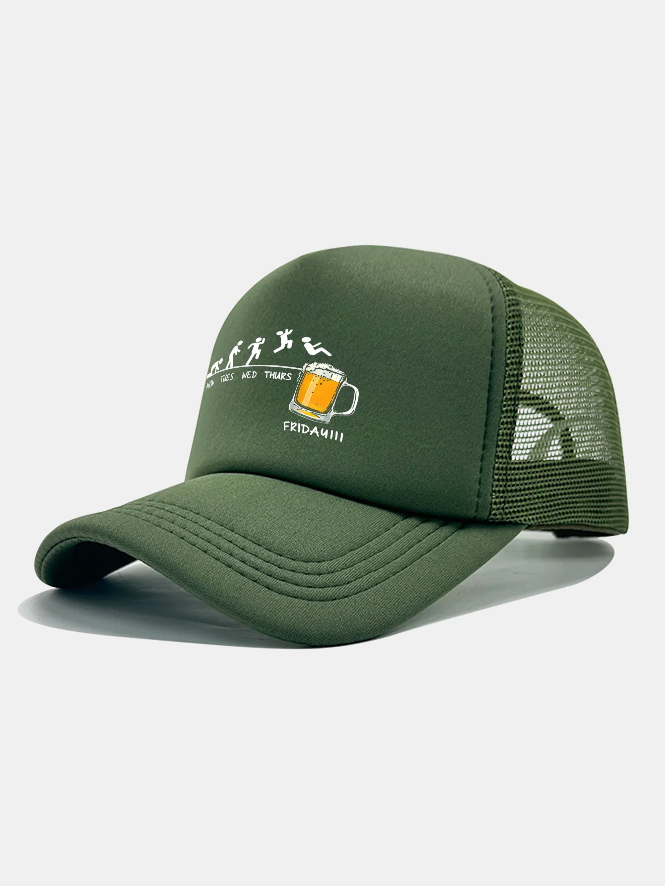 Beer Weekly Plan Print Mesh Baseball Cap - Image 10