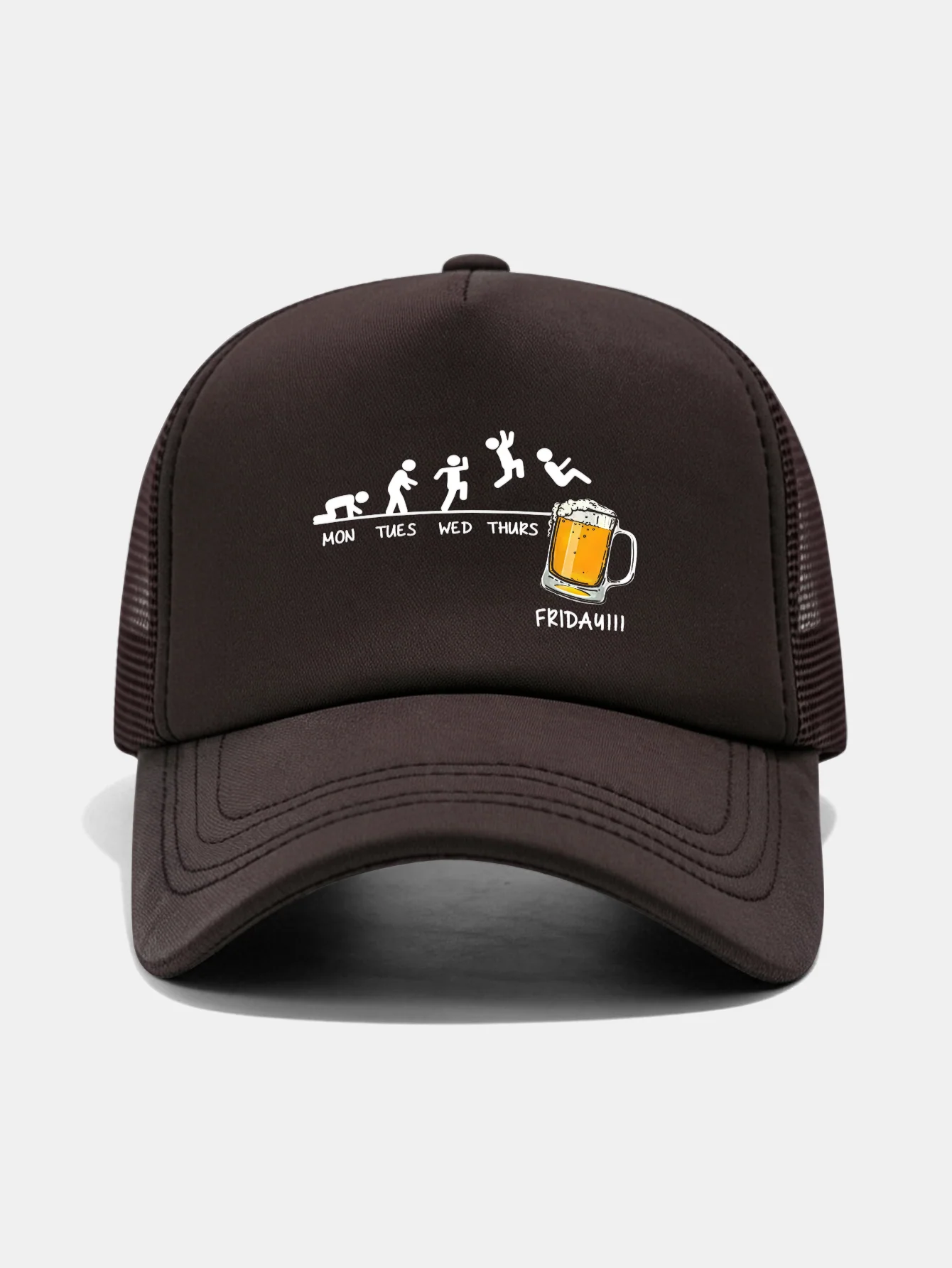Beer Weekly Plan Print Mesh Baseball Cap - Image 11