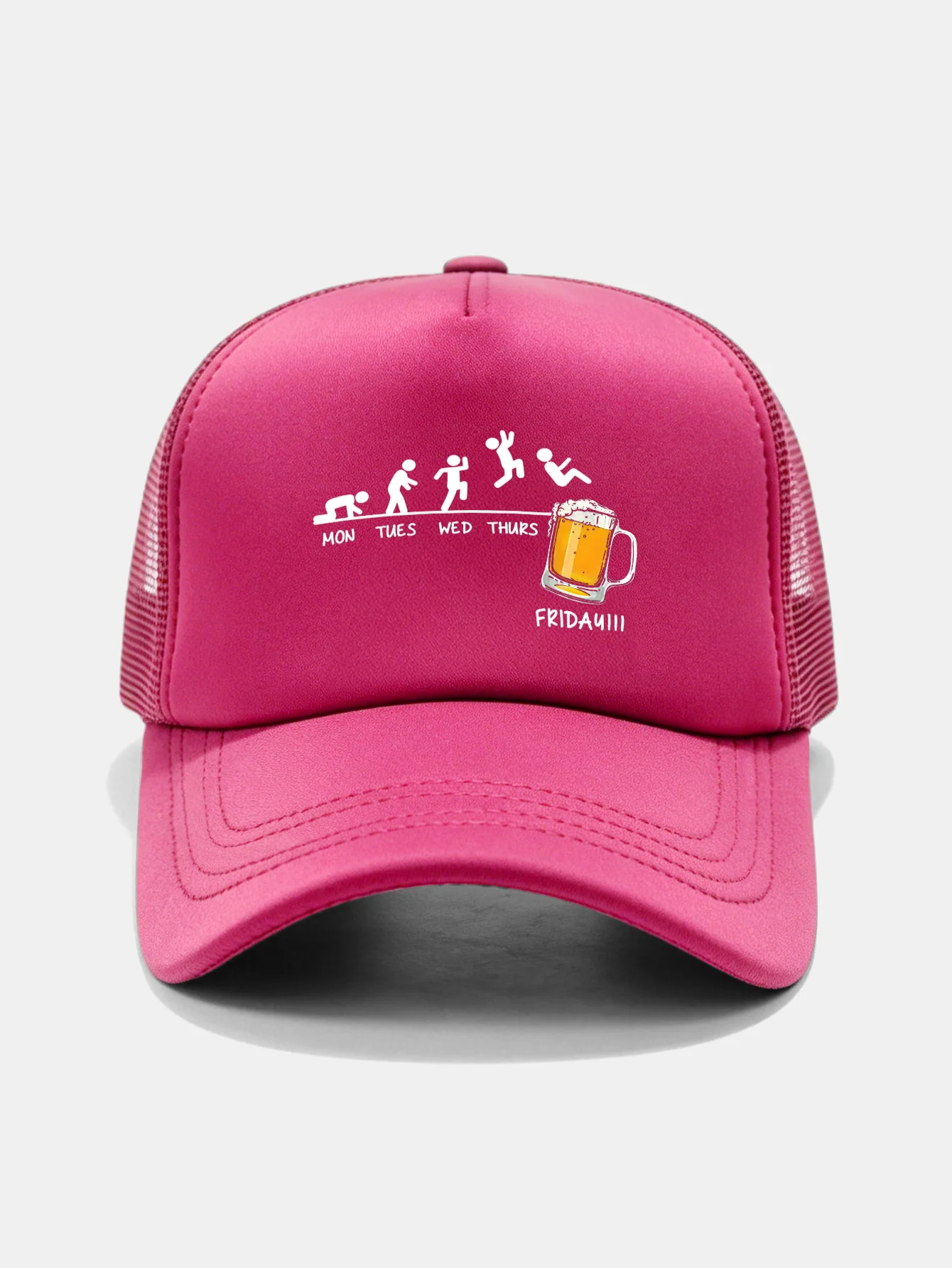 Beer Weekly Plan Print Mesh Baseball Cap - Image 13