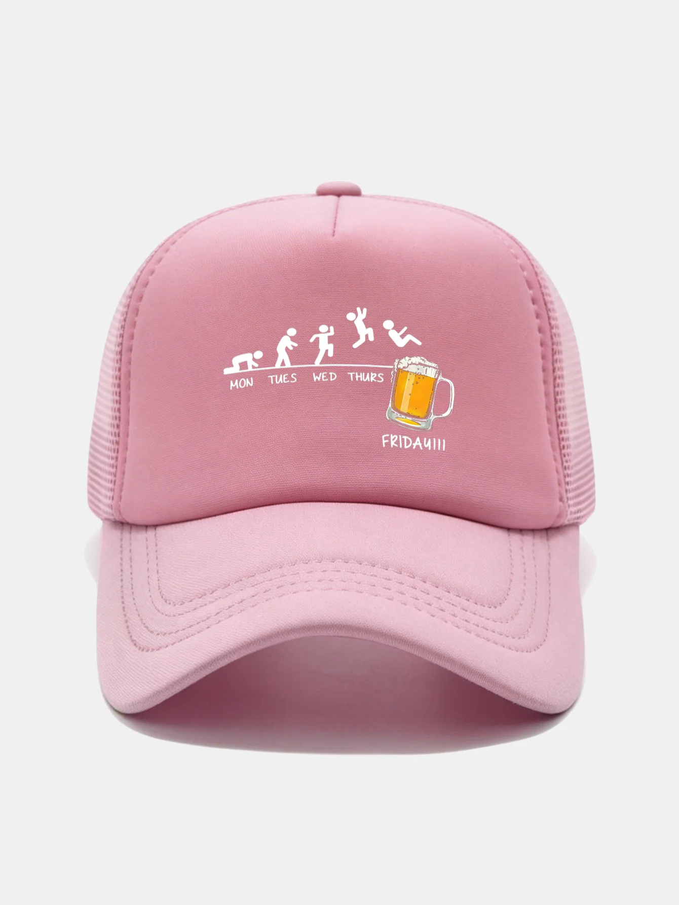 Beer Weekly Plan Print Mesh Baseball Cap - Image 15