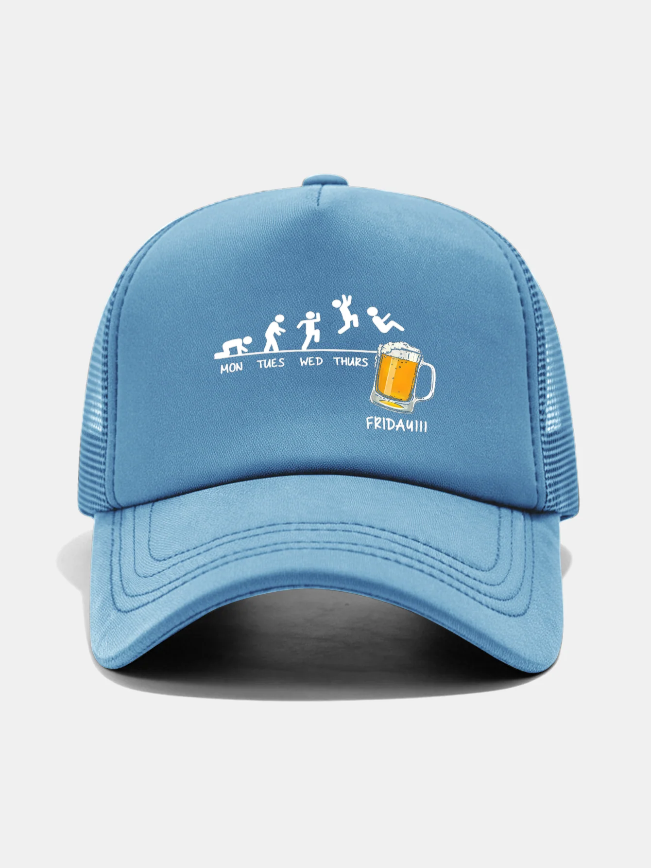 Beer Weekly Plan Print Mesh Baseball Cap - Image 17