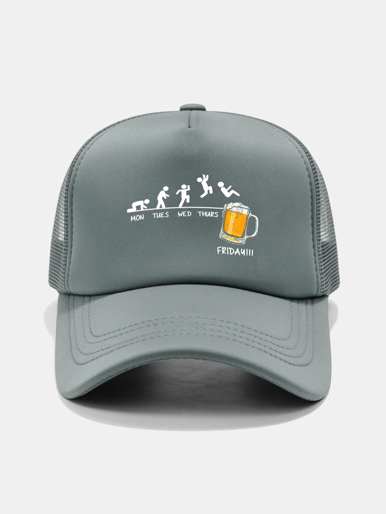 Beer Weekly Plan Print Mesh Baseball Cap - Image 5