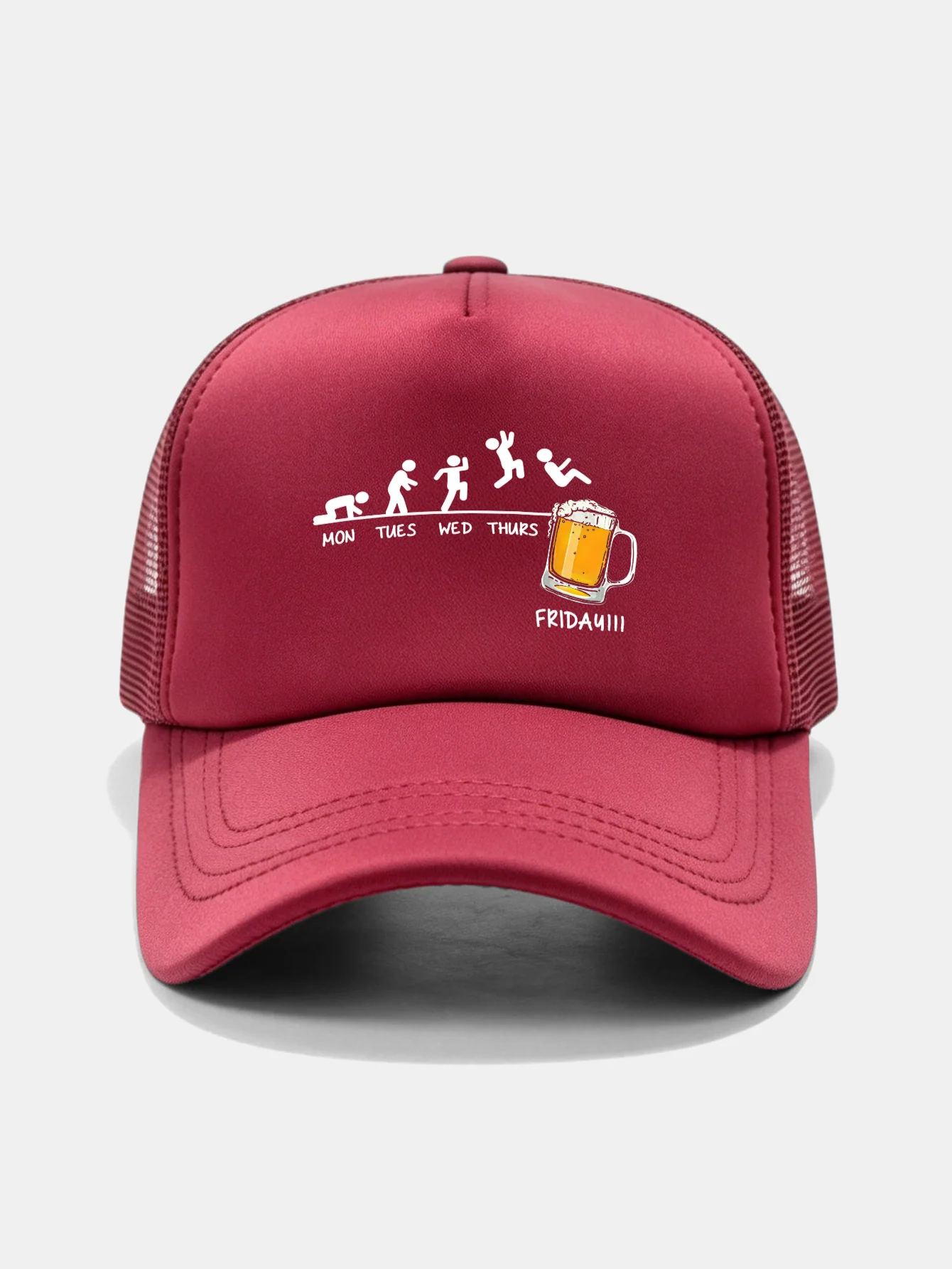 Beer Weekly Plan Print Mesh Baseball Cap - Image 7