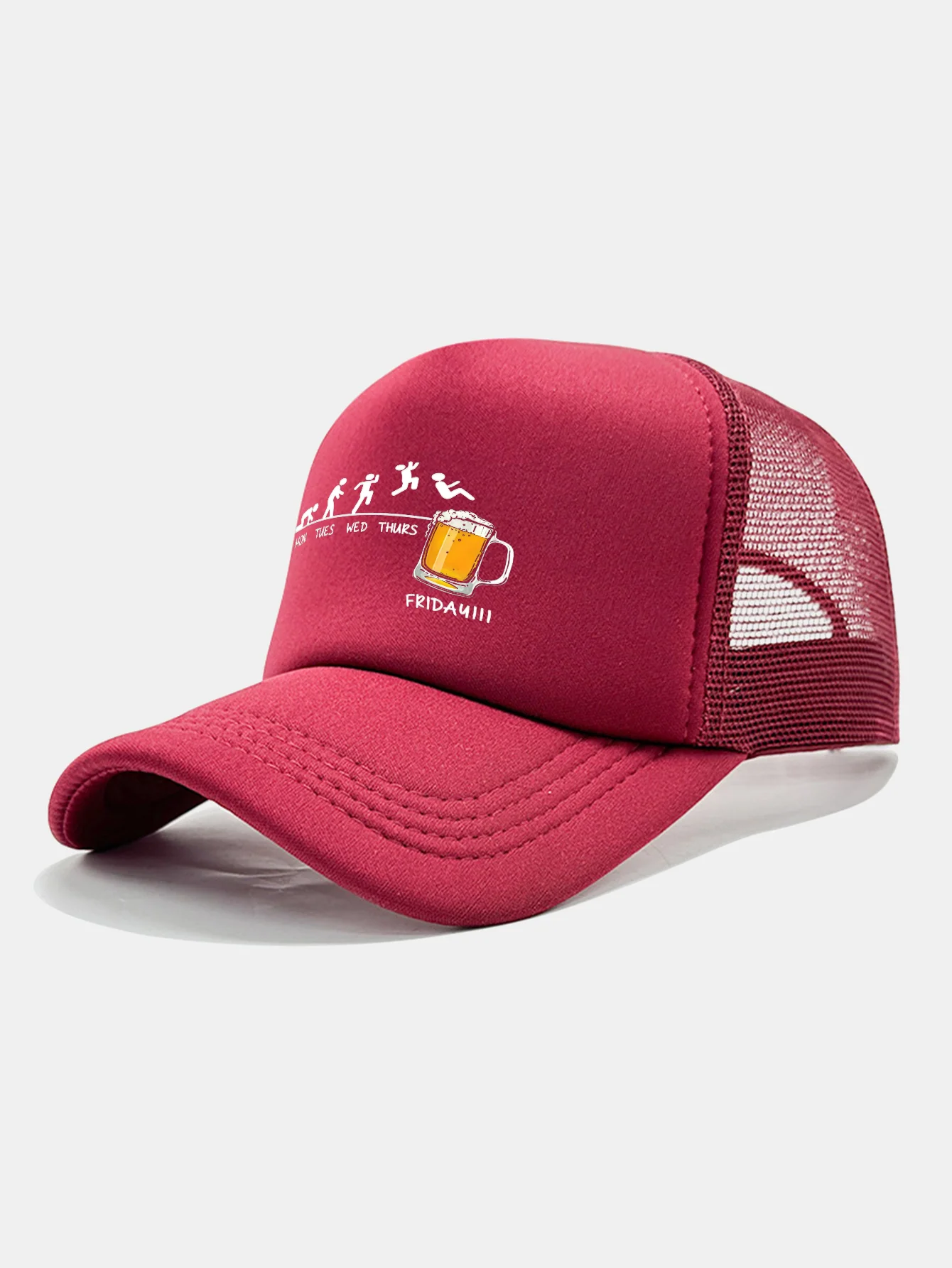 Beer Weekly Plan Print Mesh Baseball Cap - Image 8