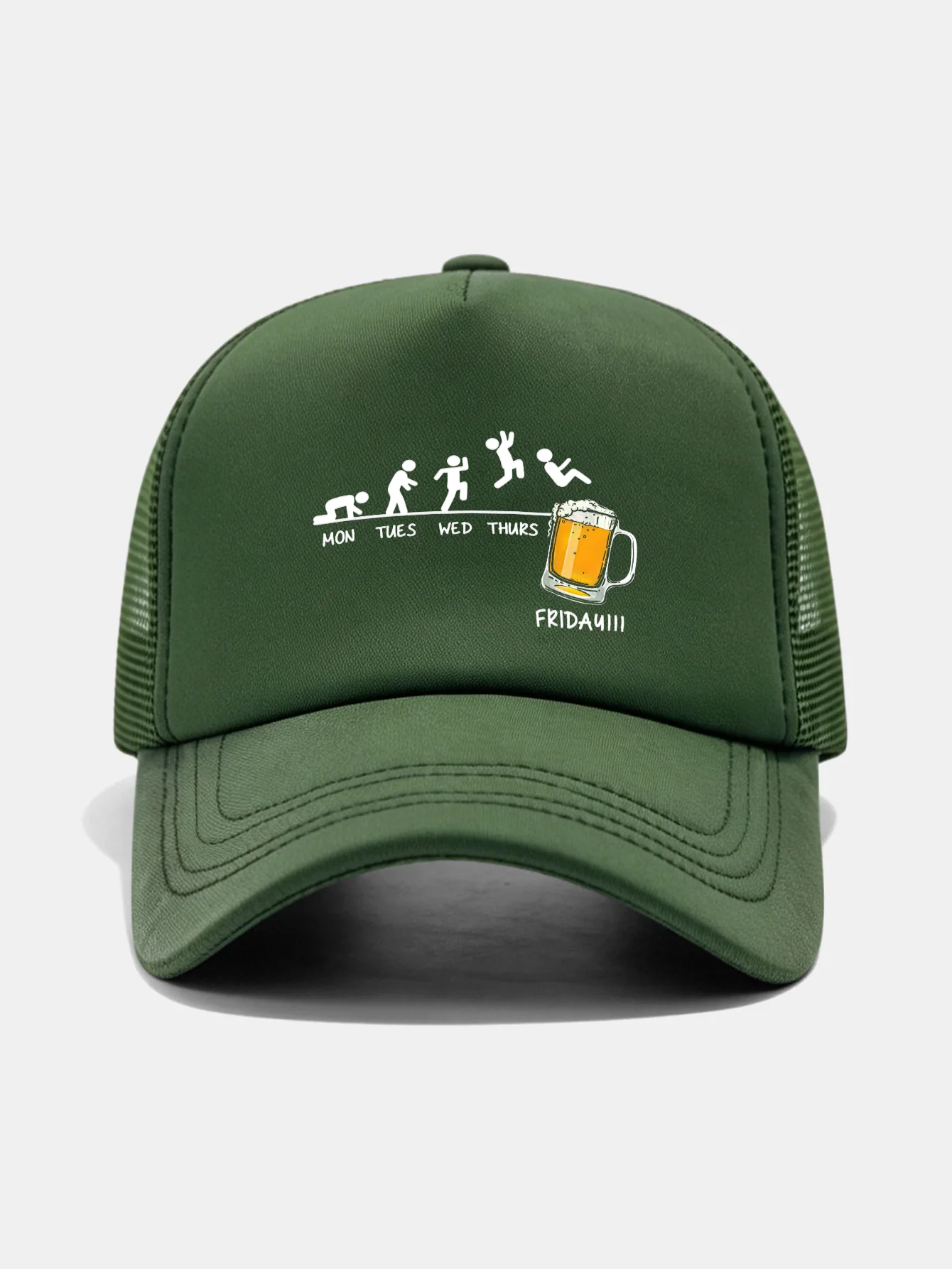 Beer Weekly Plan Print Mesh Baseball Cap - Image 9