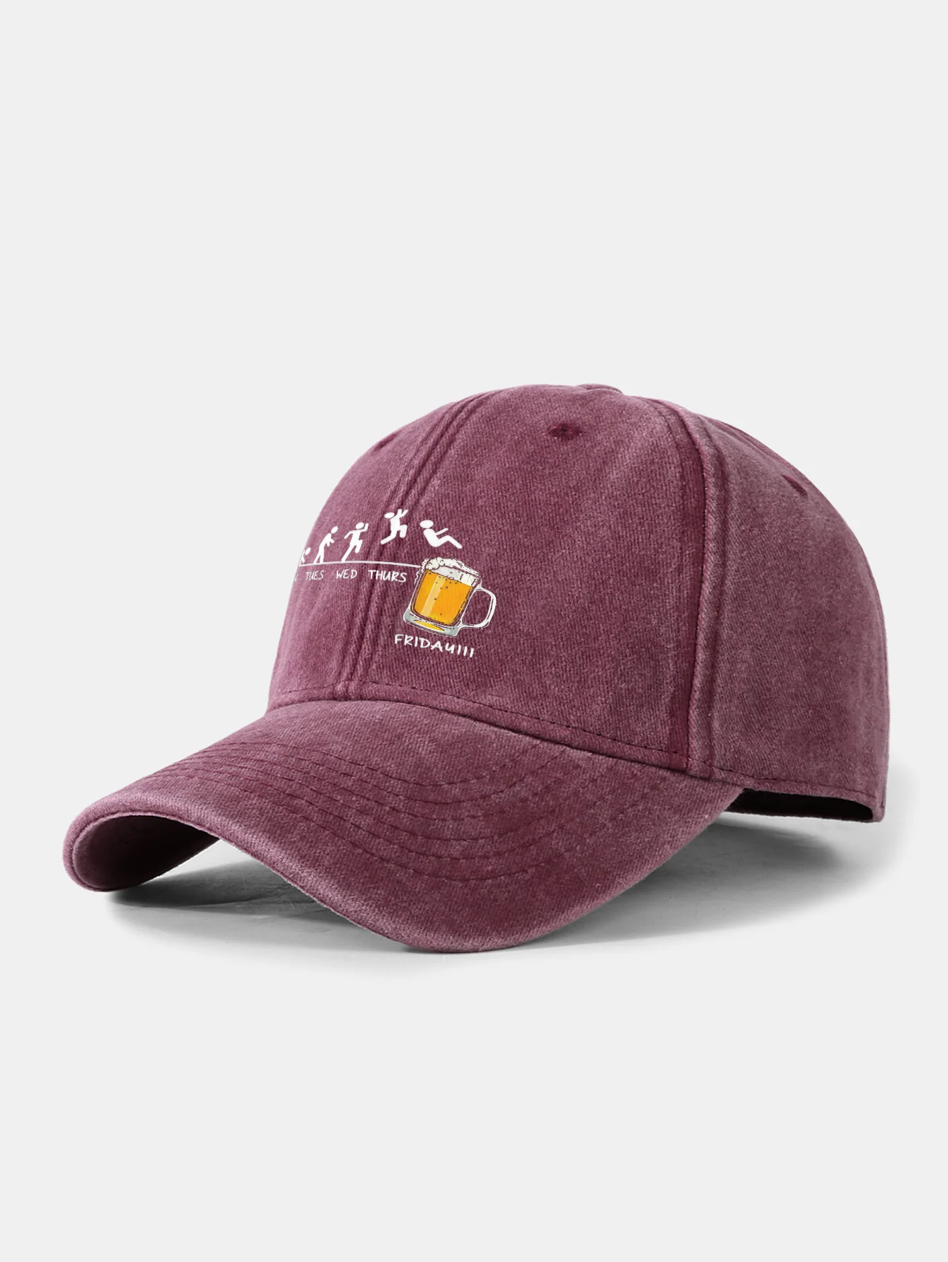 Beer Weekly Plan Print Washed Baseball Cap - Image 10
