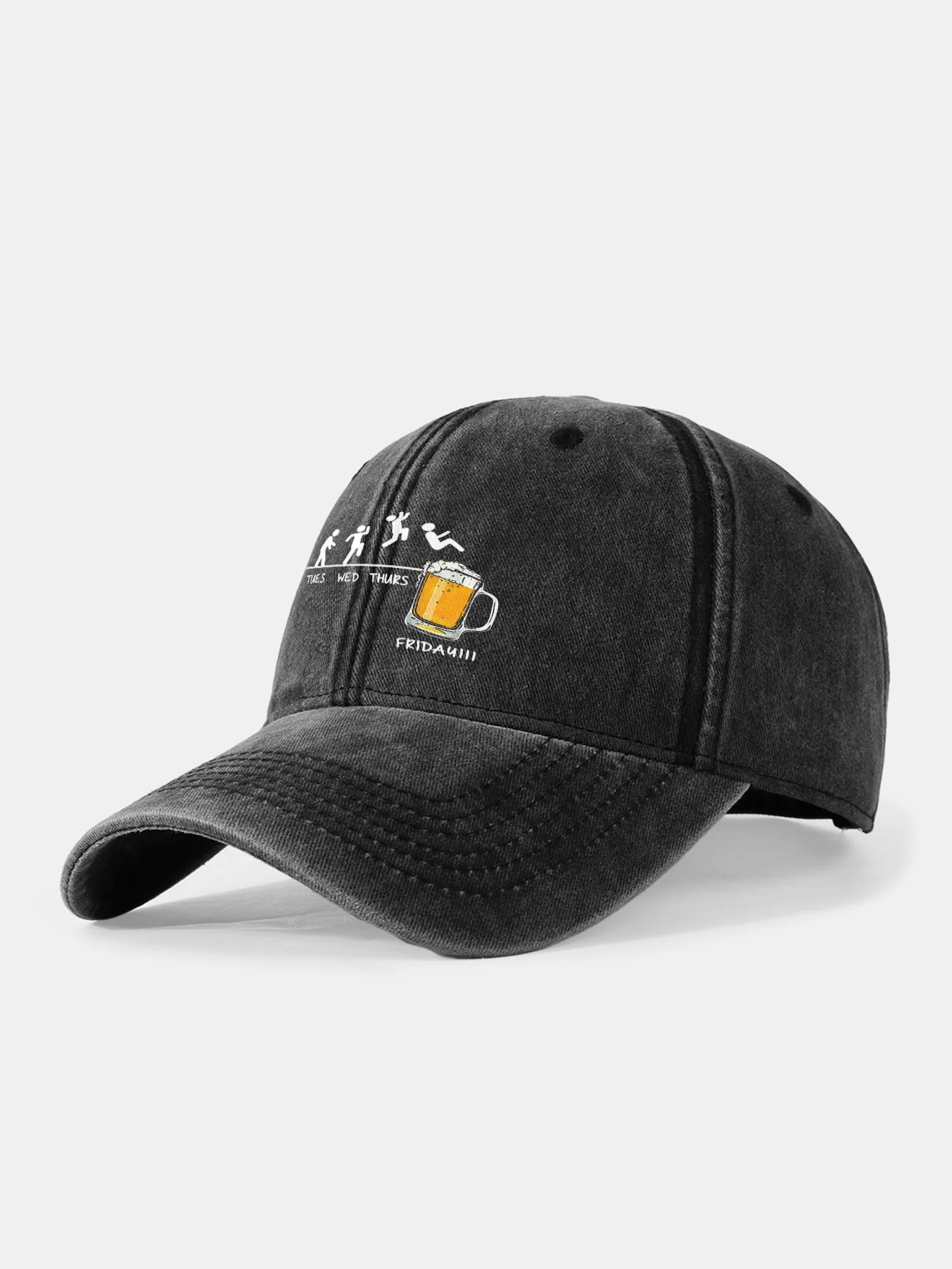 Beer Weekly Plan Print Washed Baseball Cap - Image 2