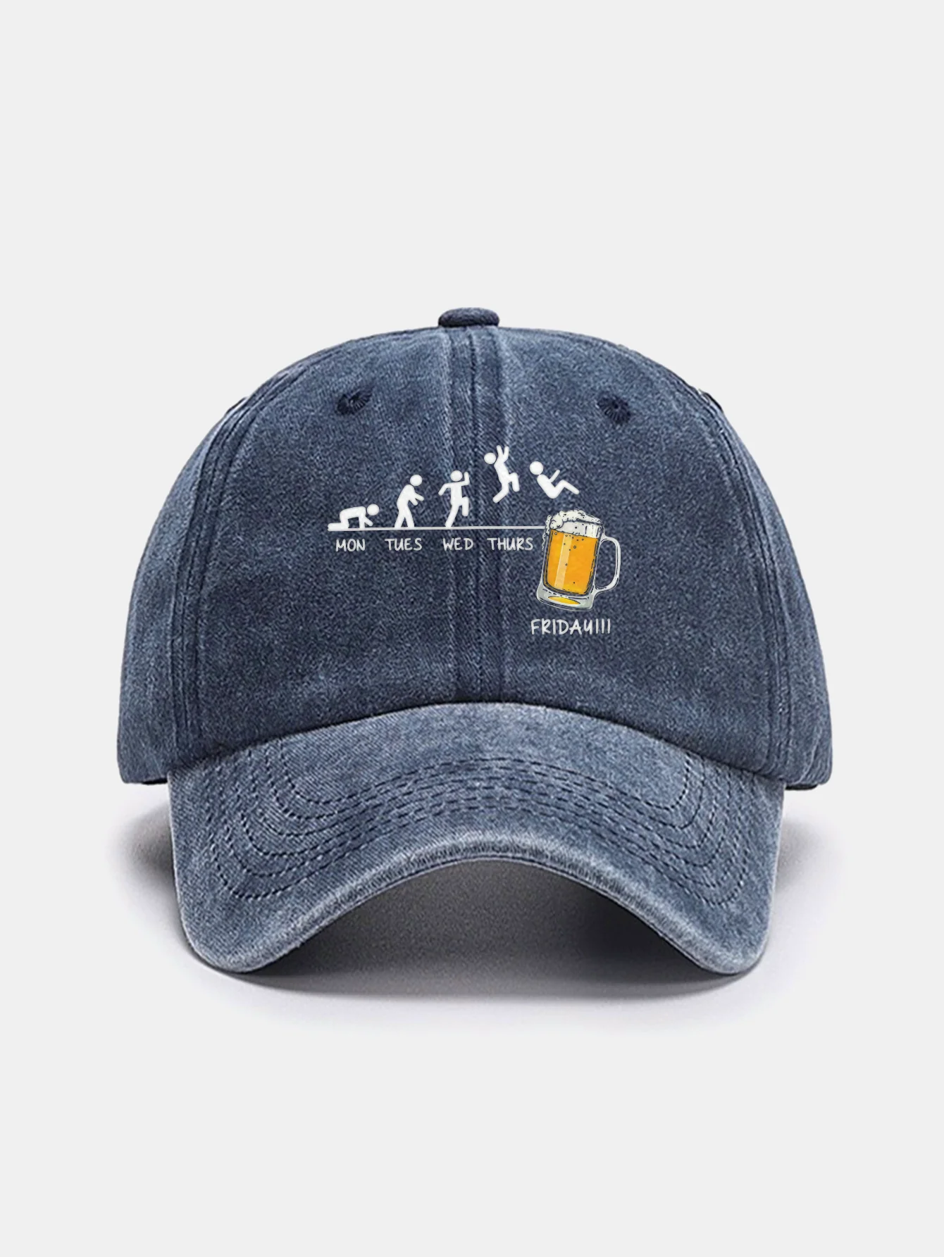 Beer Weekly Plan Print Washed Baseball Cap - Image 3