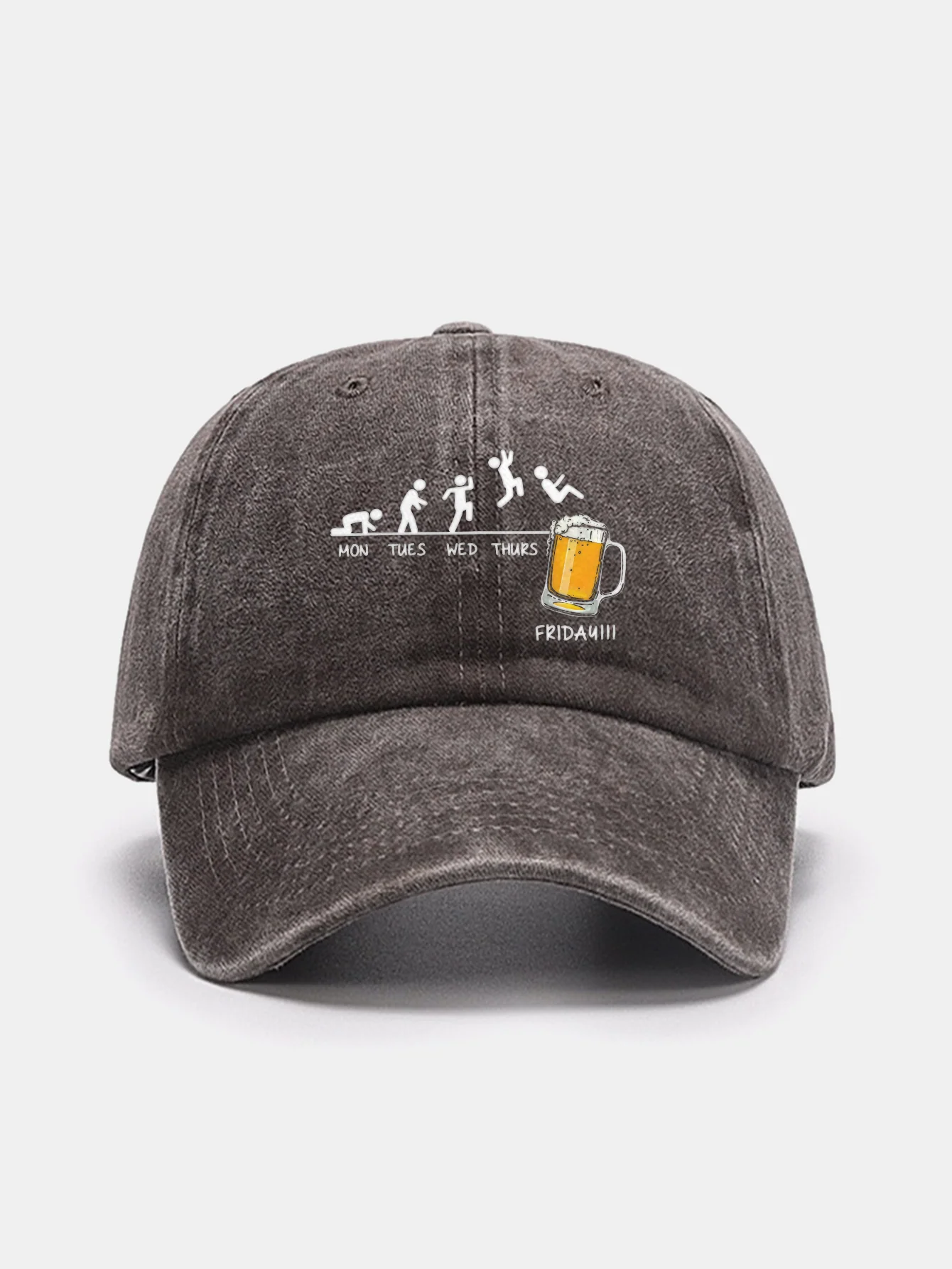 Beer Weekly Plan Print Washed Baseball Cap - Image 5