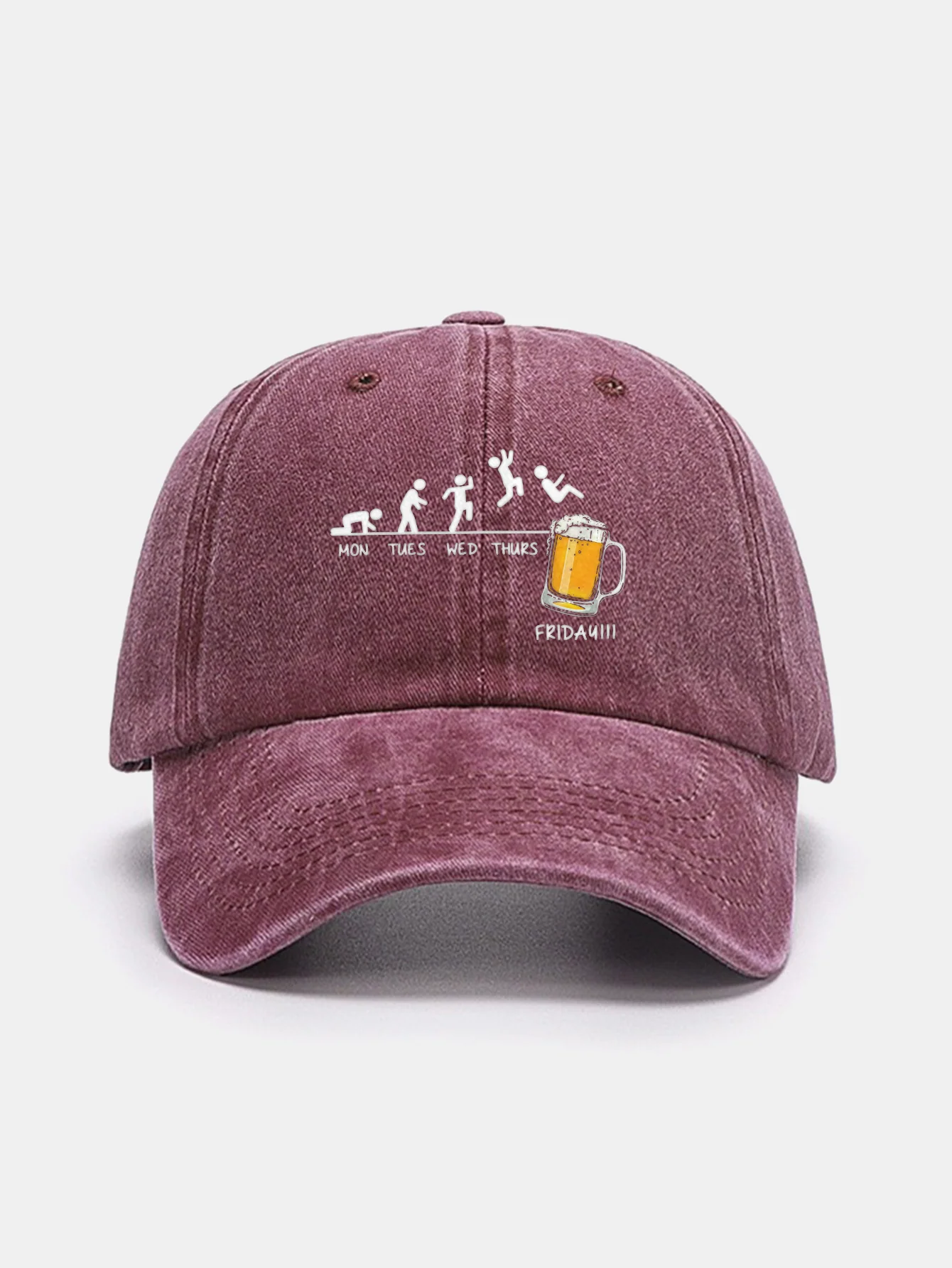 Beer Weekly Plan Print Washed Baseball Cap - Image 9