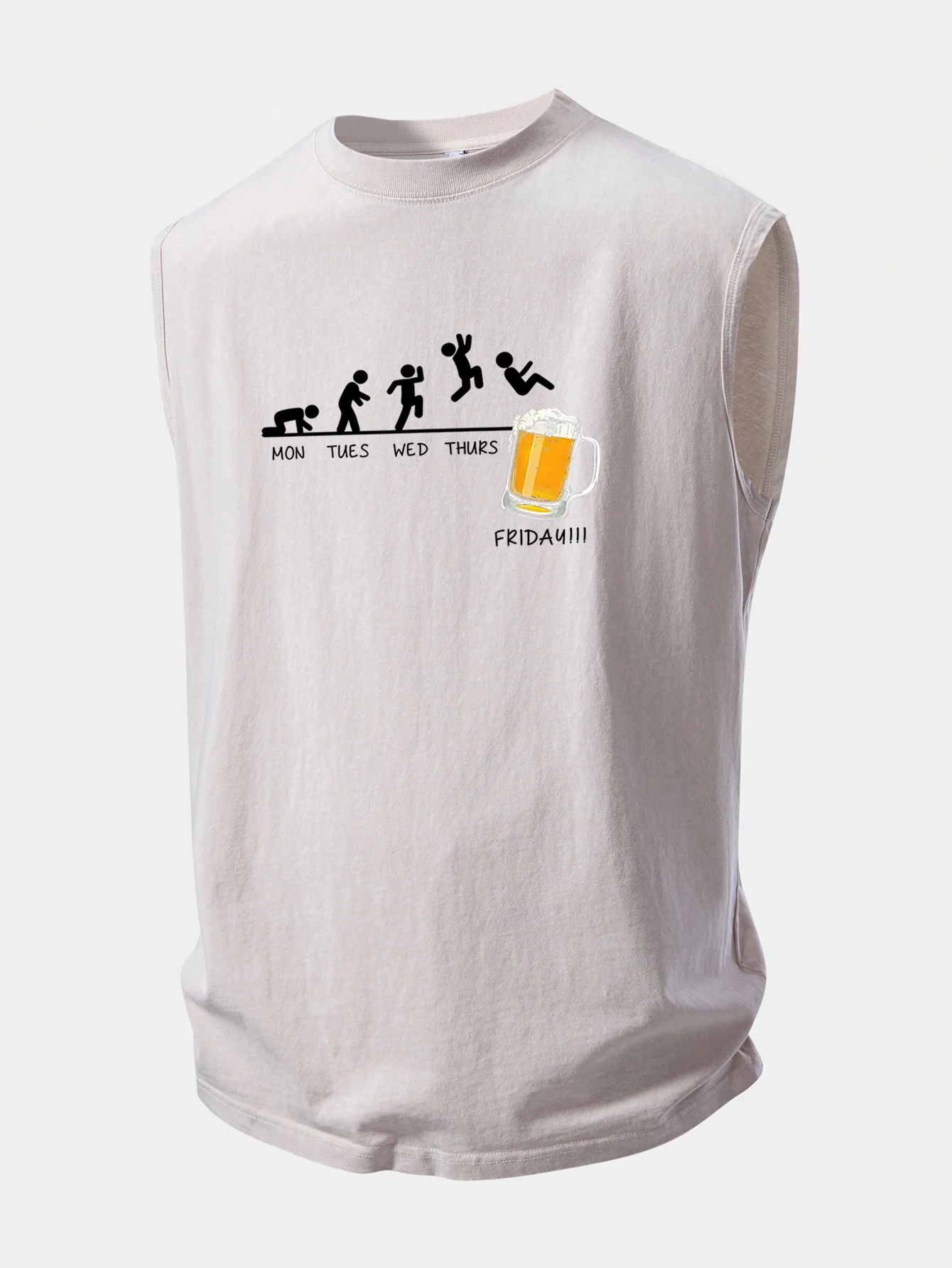 Beer Weekly Plan Print Washed Distressed Tank Top - Image 9