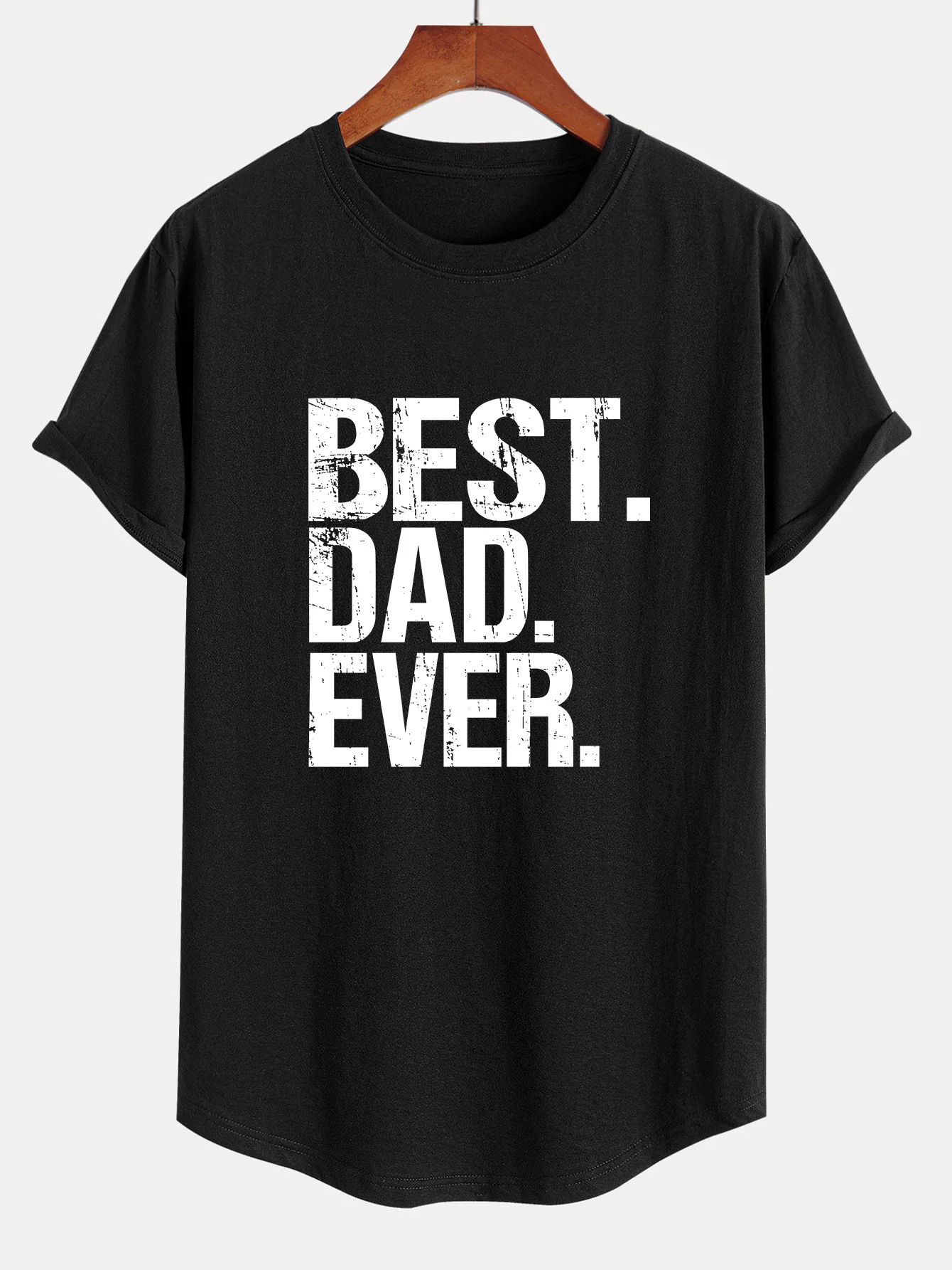 Best Dad Ever Print Baumwolle Arc Hem T-Shirt - Image 2
