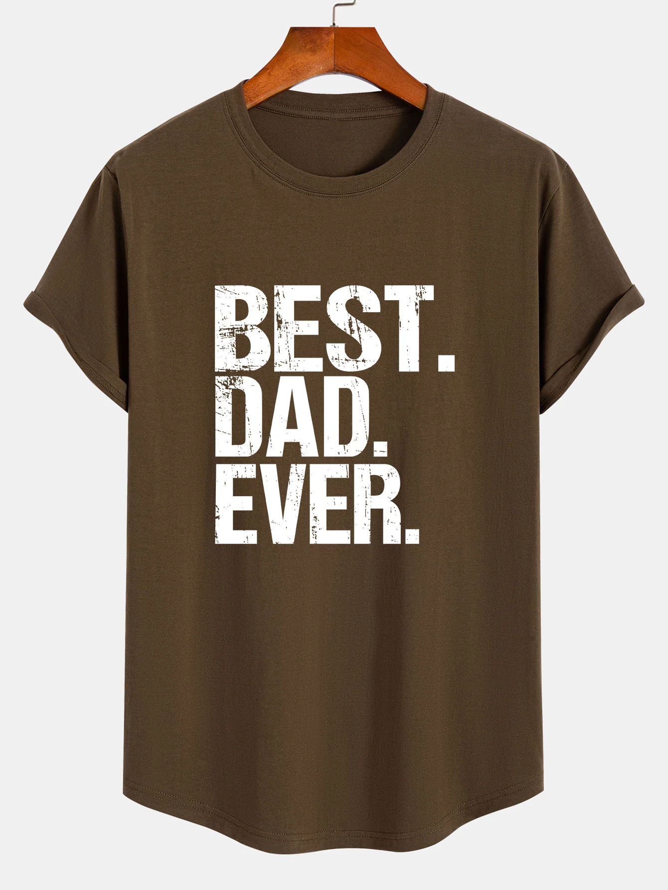 Best Dad Ever Print Baumwolle Arc Hem T-Shirt - Image 3