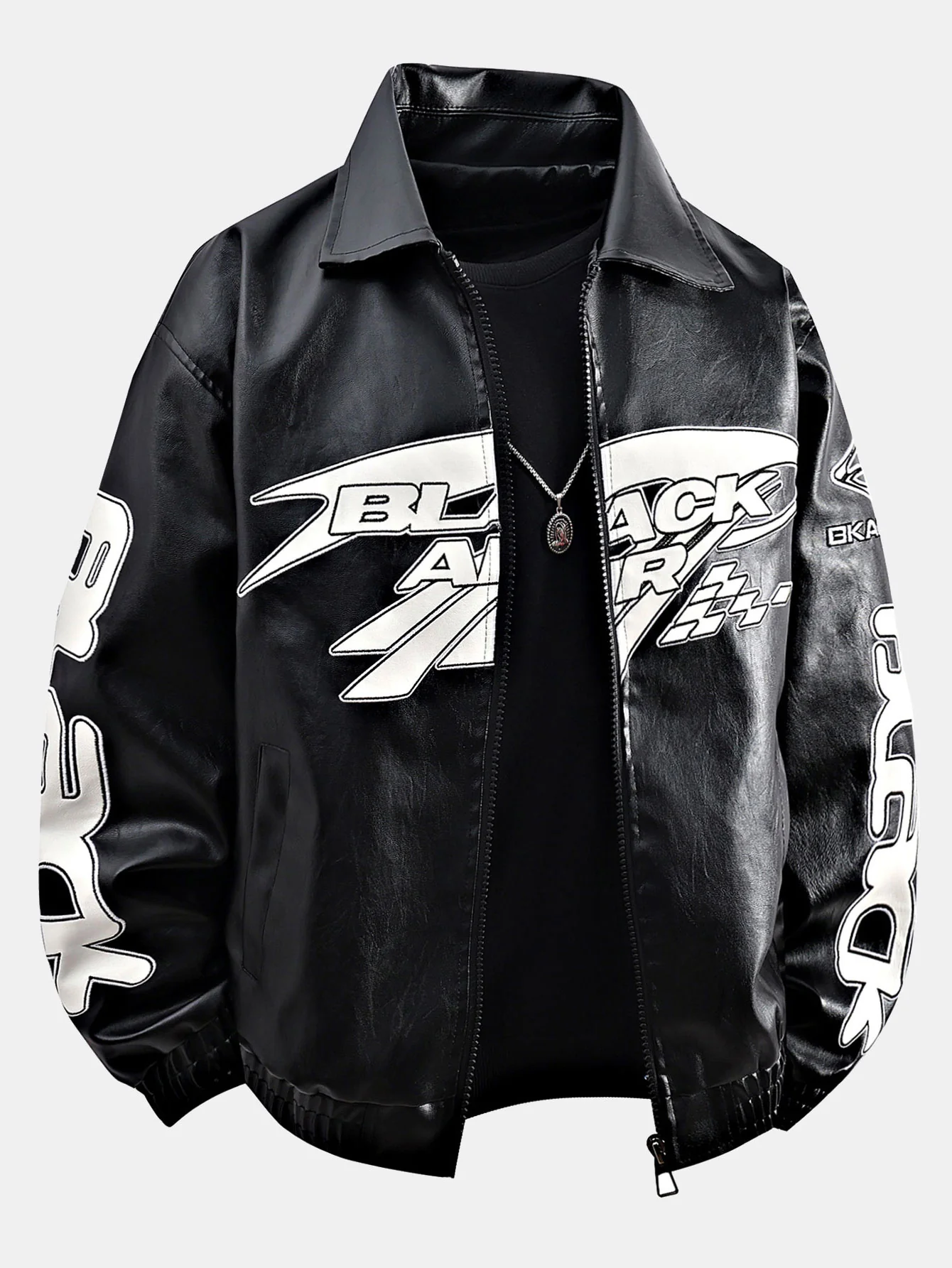 Schwarze Air Leder Rennjacke - Image 3