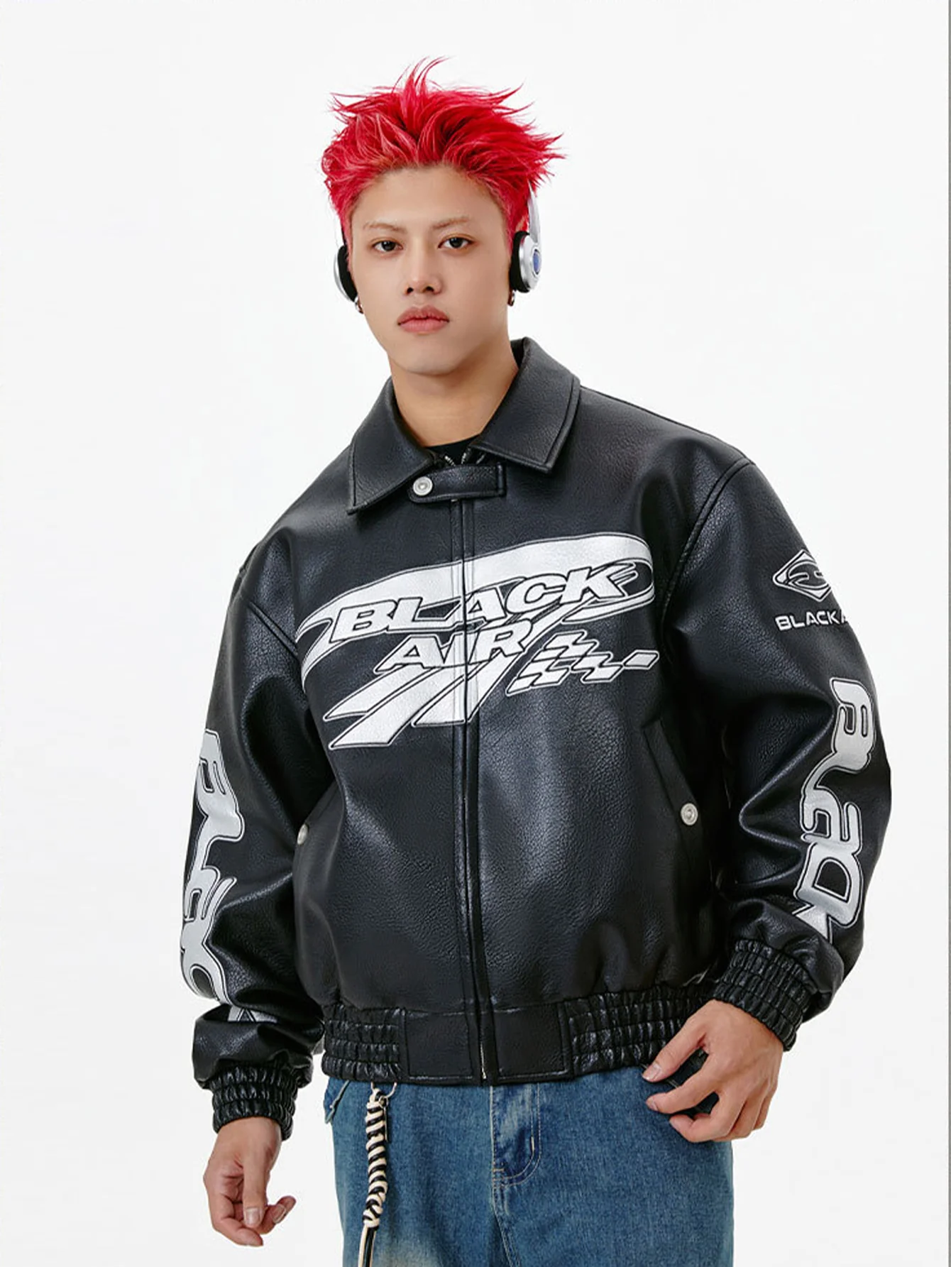 Schwarze Air Techwear Lederjacke - Image 3