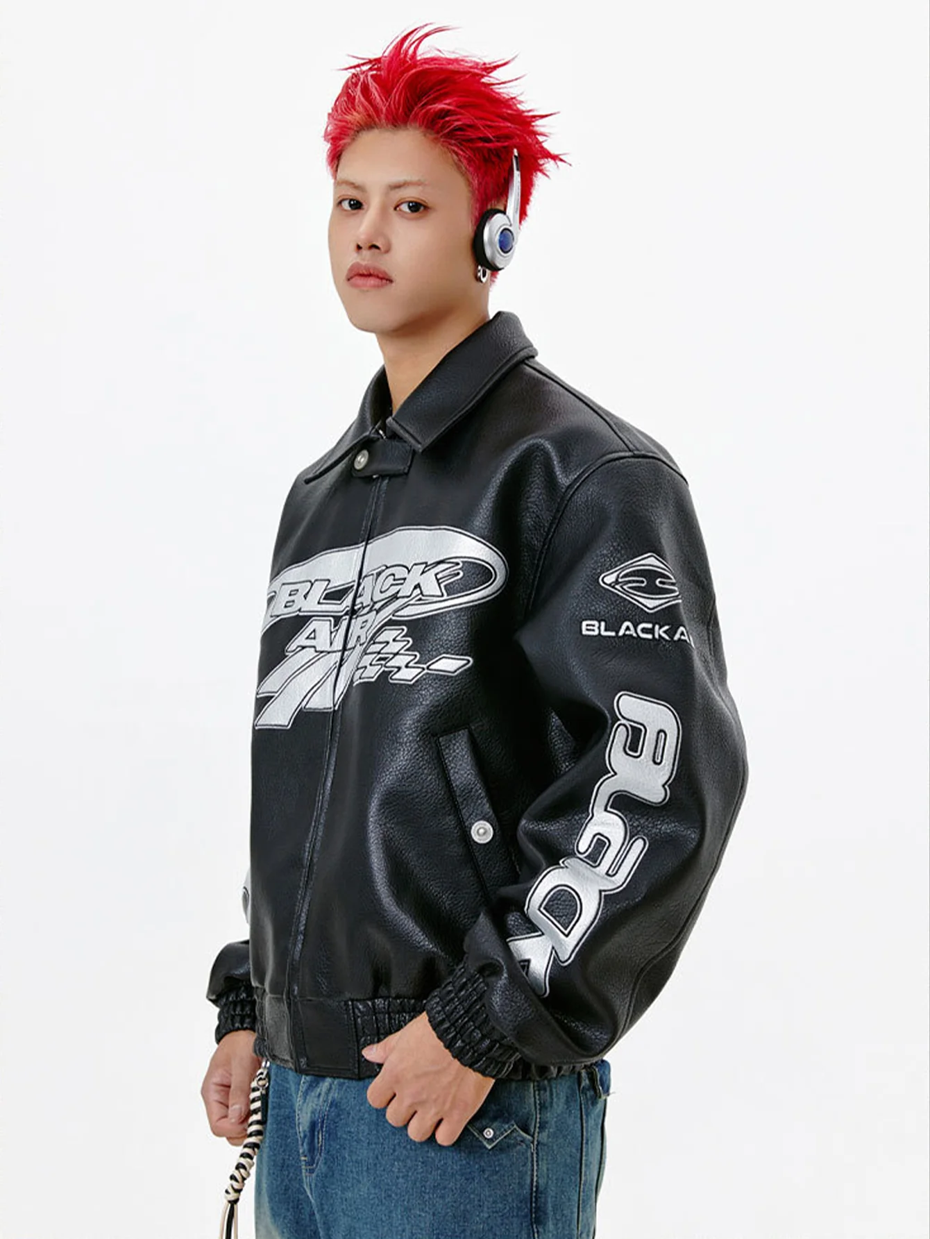 Schwarze Air Techwear Lederjacke - Image 6