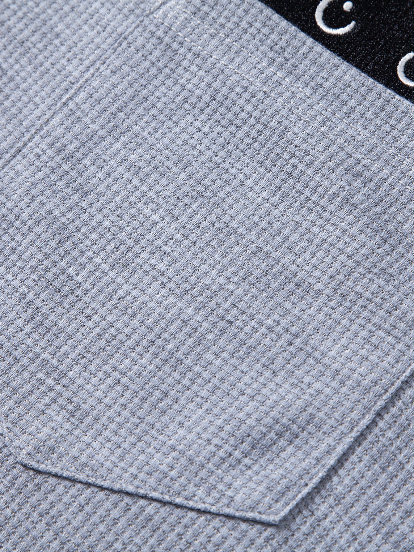 Relax Fit Black Cat Embroidered Pocket Waffle T-Shirt - Image 9