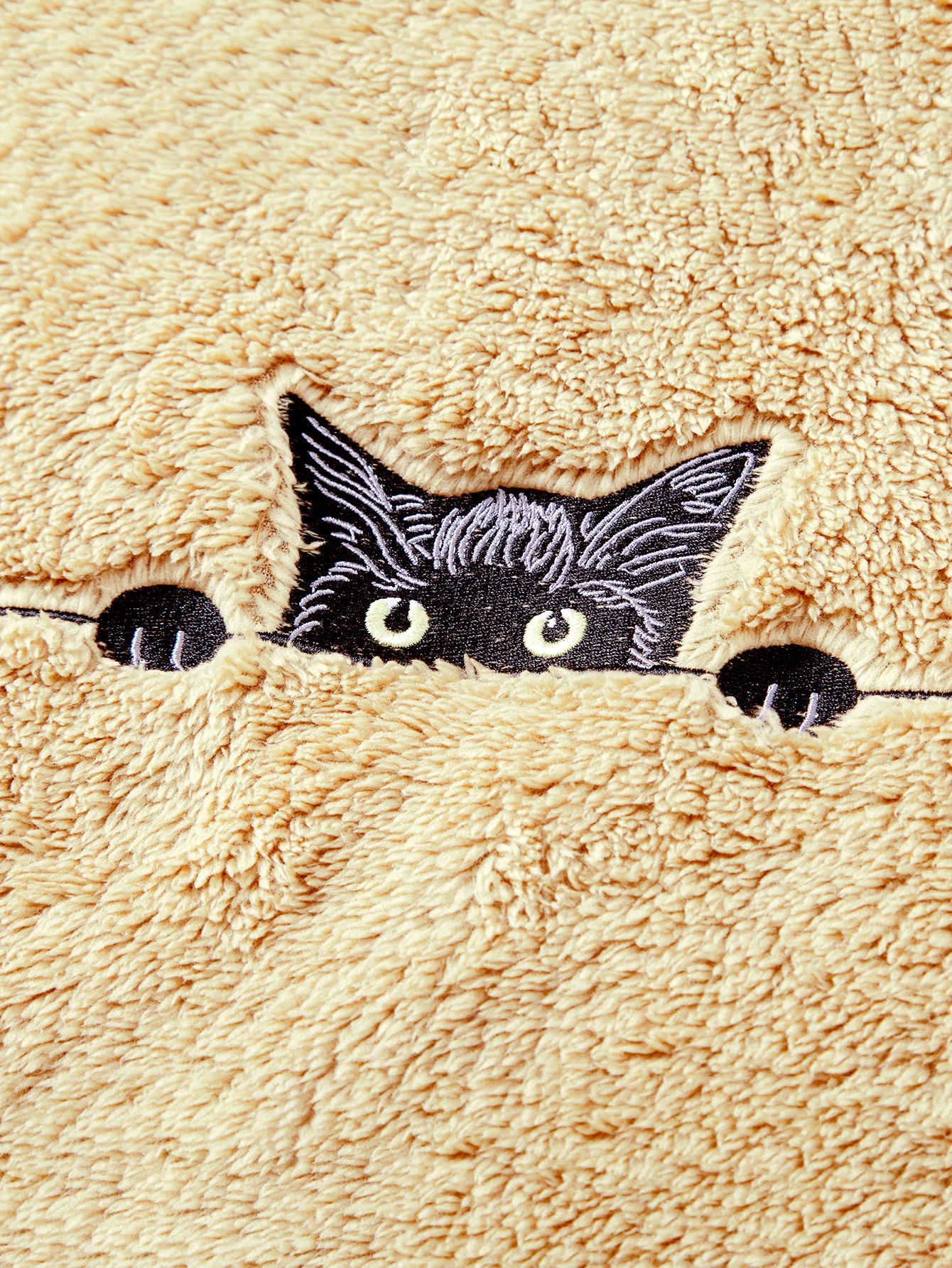 Black Cat Embroidered Teddy Hoodie - Image 4