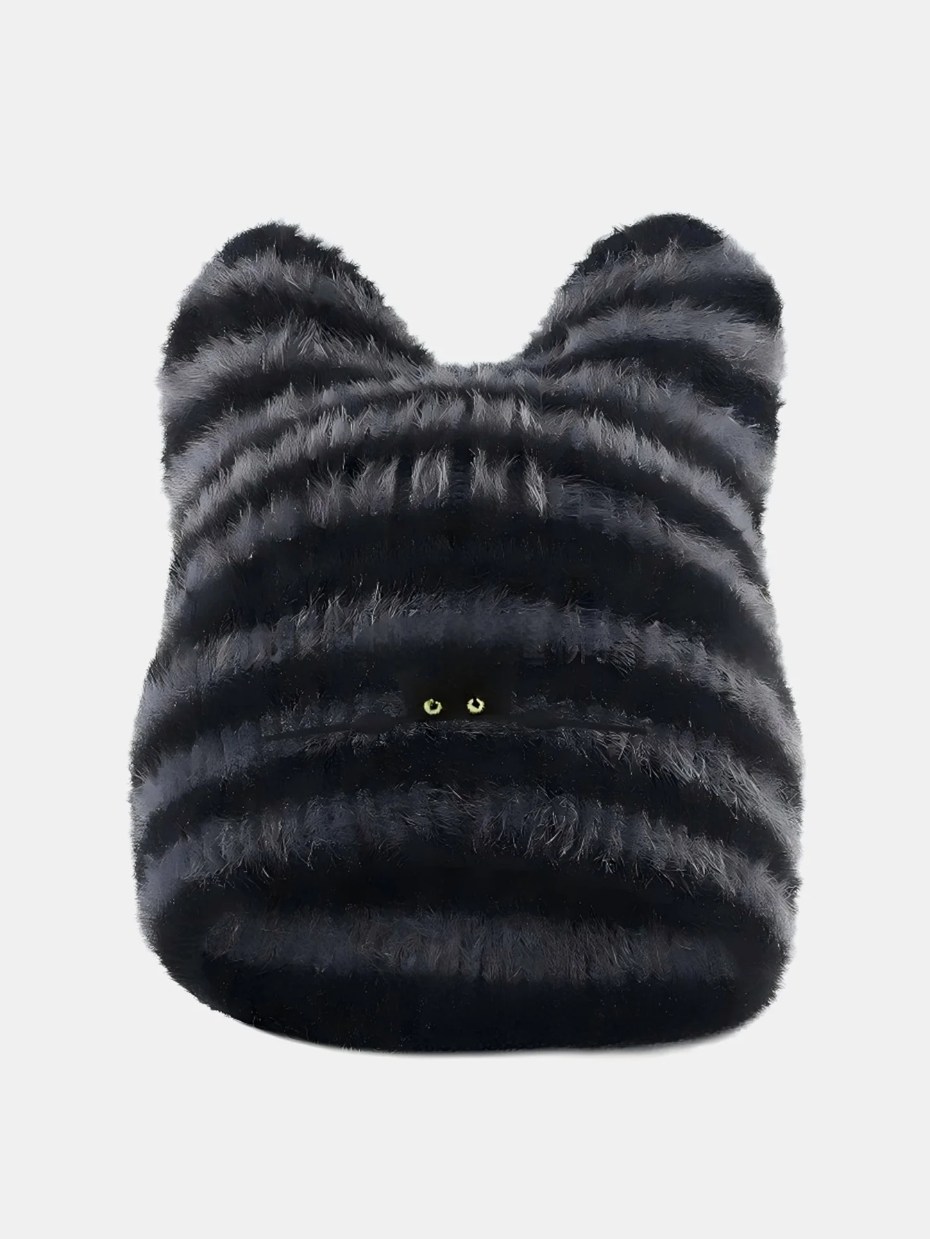 Black Cat Embroidered Thick Plush Cat Ear Beanie Hat - Image 5