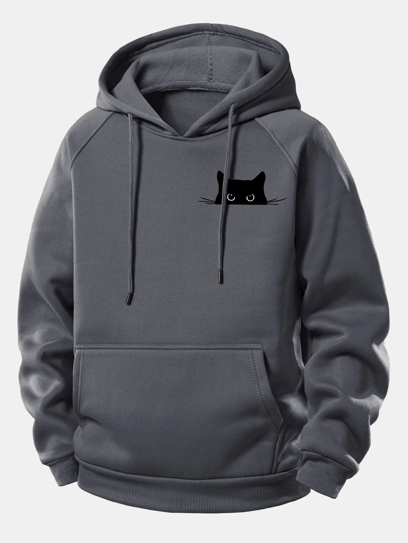 Black Cat Print Drawstring Hoodie - Image 10