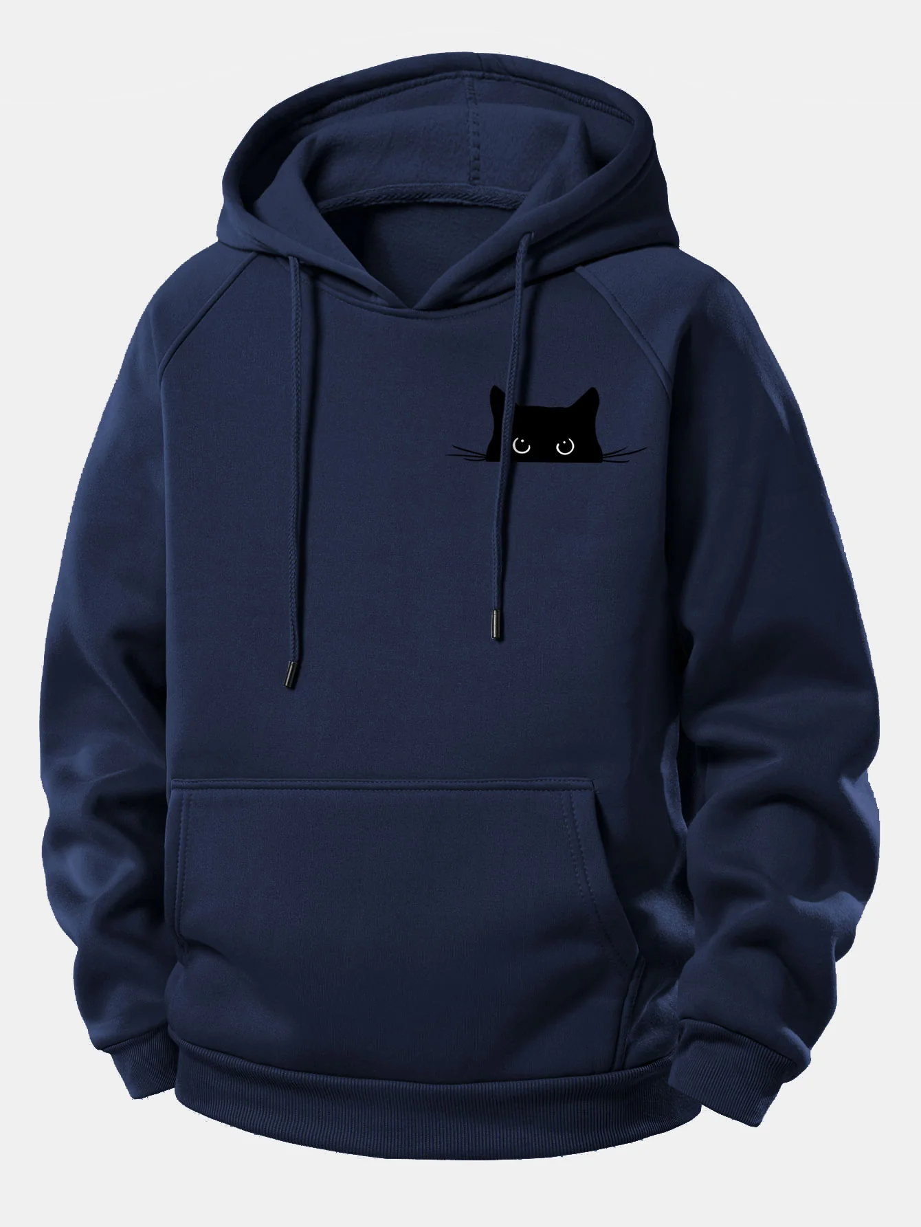 Black Cat Print Drawstring Hoodie - Image 11