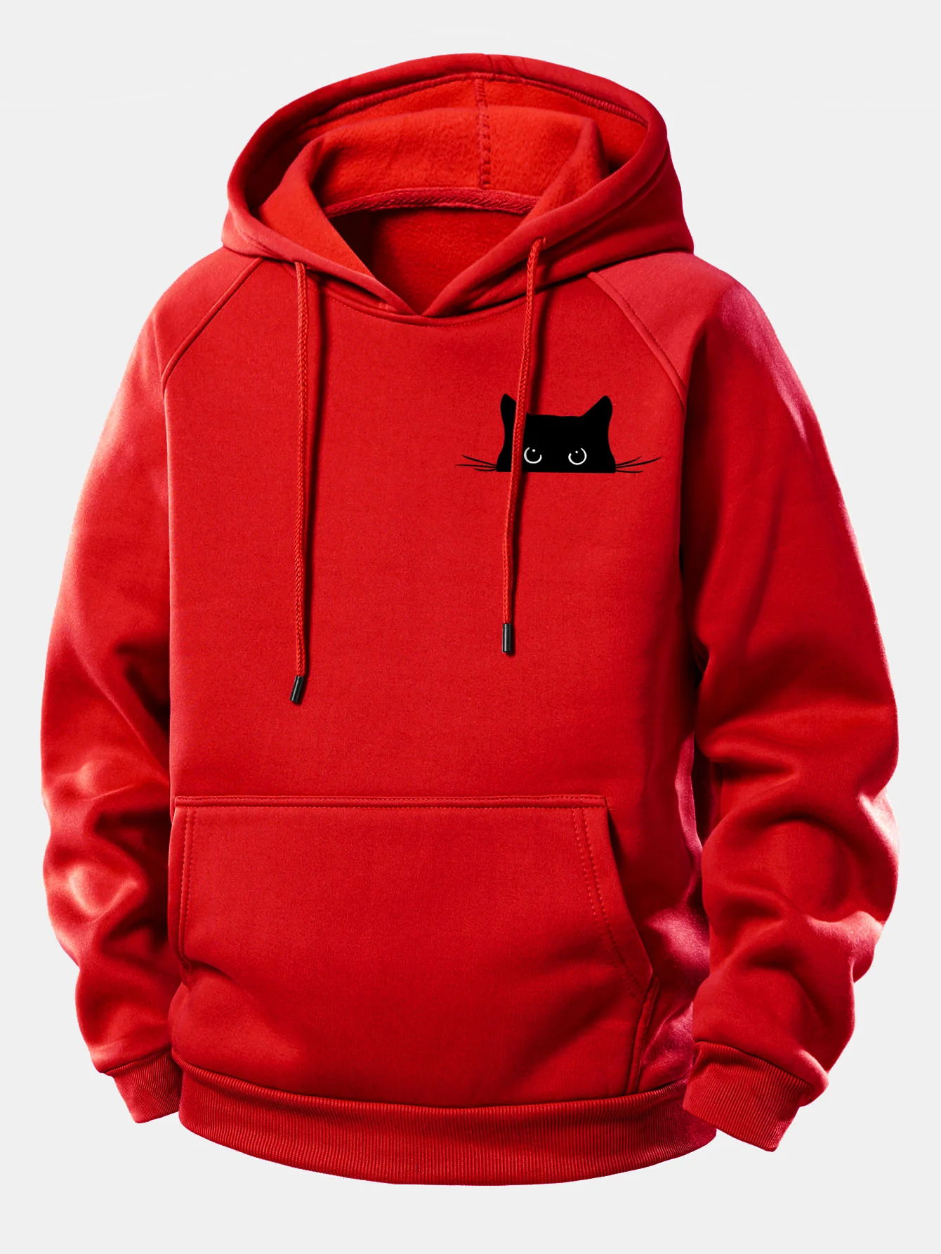 Black Cat Print Drawstring Hoodie - Image 12