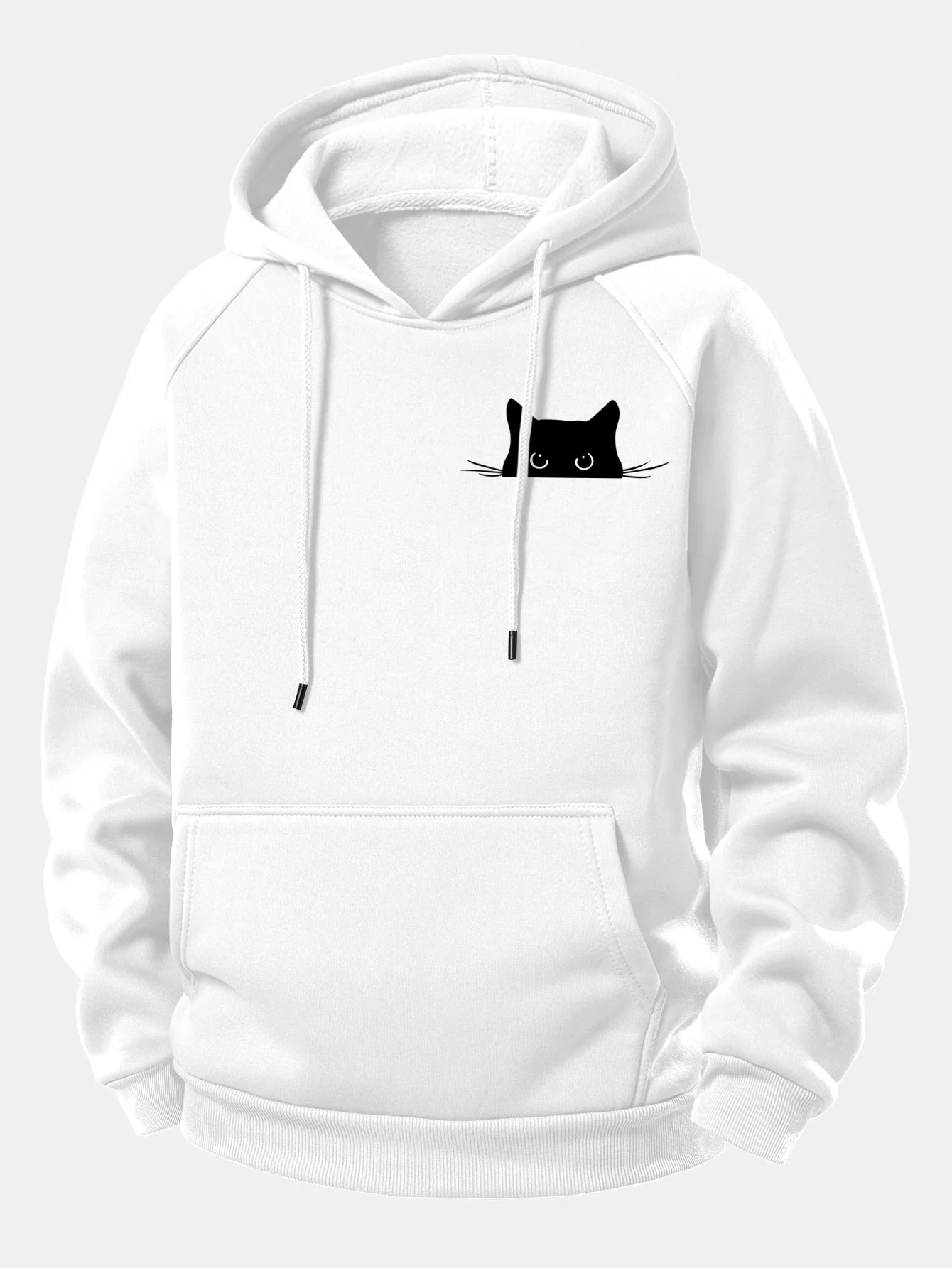 Black Cat Print Drawstring Hoodie - Image 2