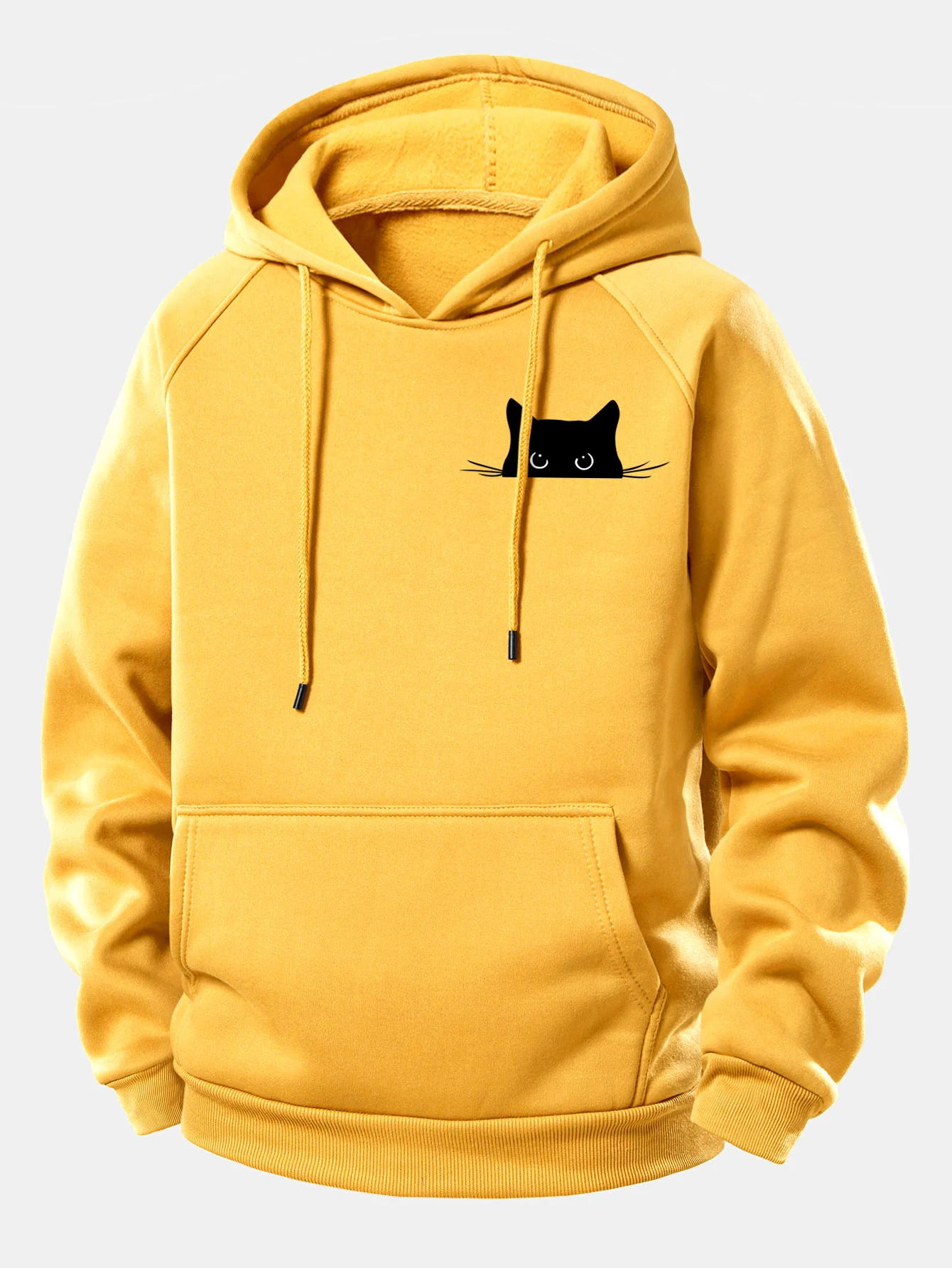 Black Cat Print Drawstring Hoodie - Image 3