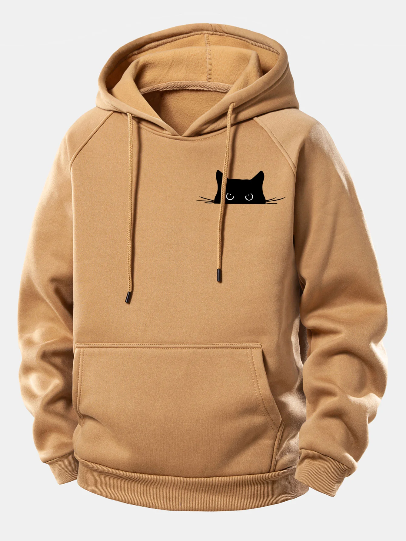 Black Cat Print Drawstring Hoodie - Image 4