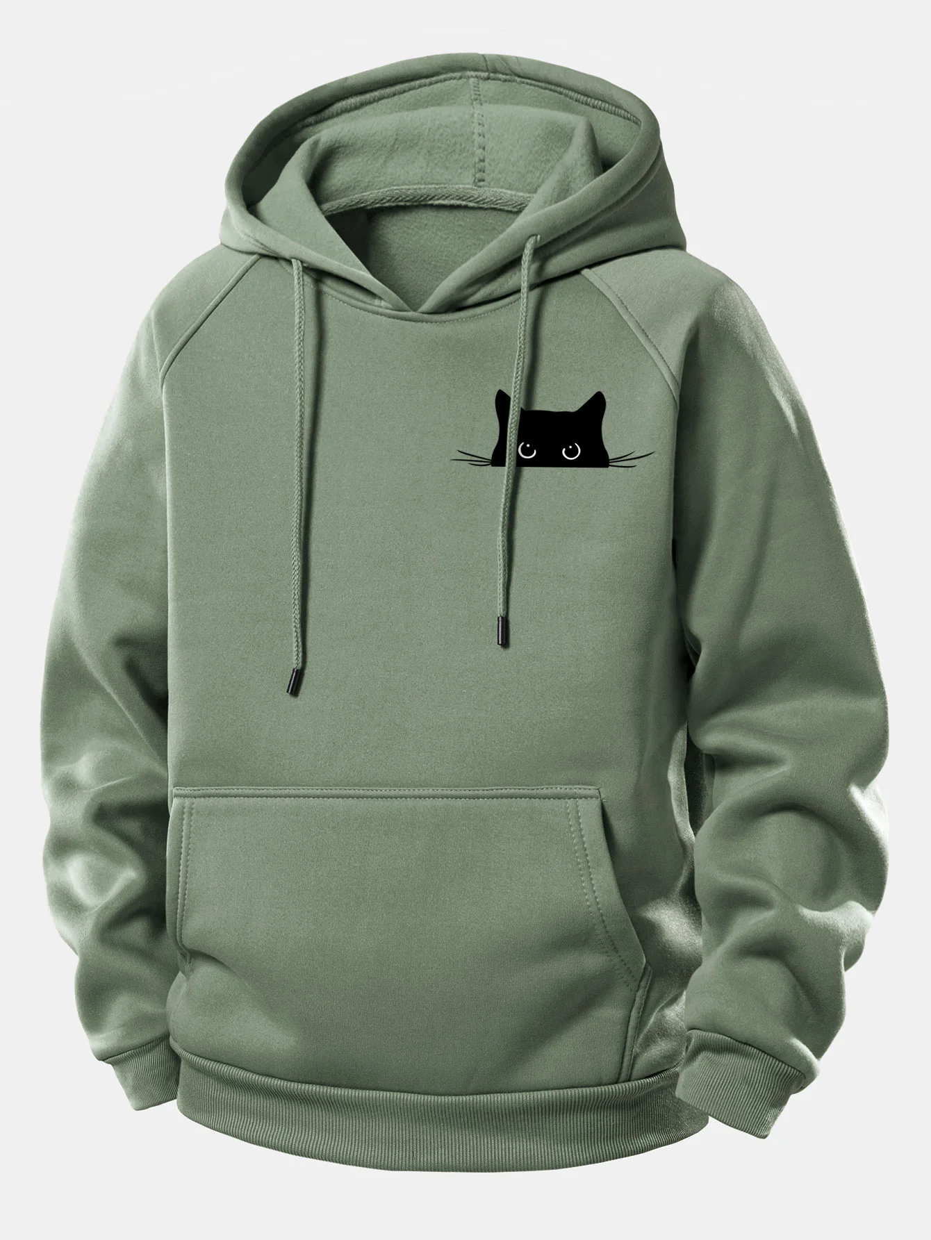Black Cat Print Drawstring Hoodie - Image 5