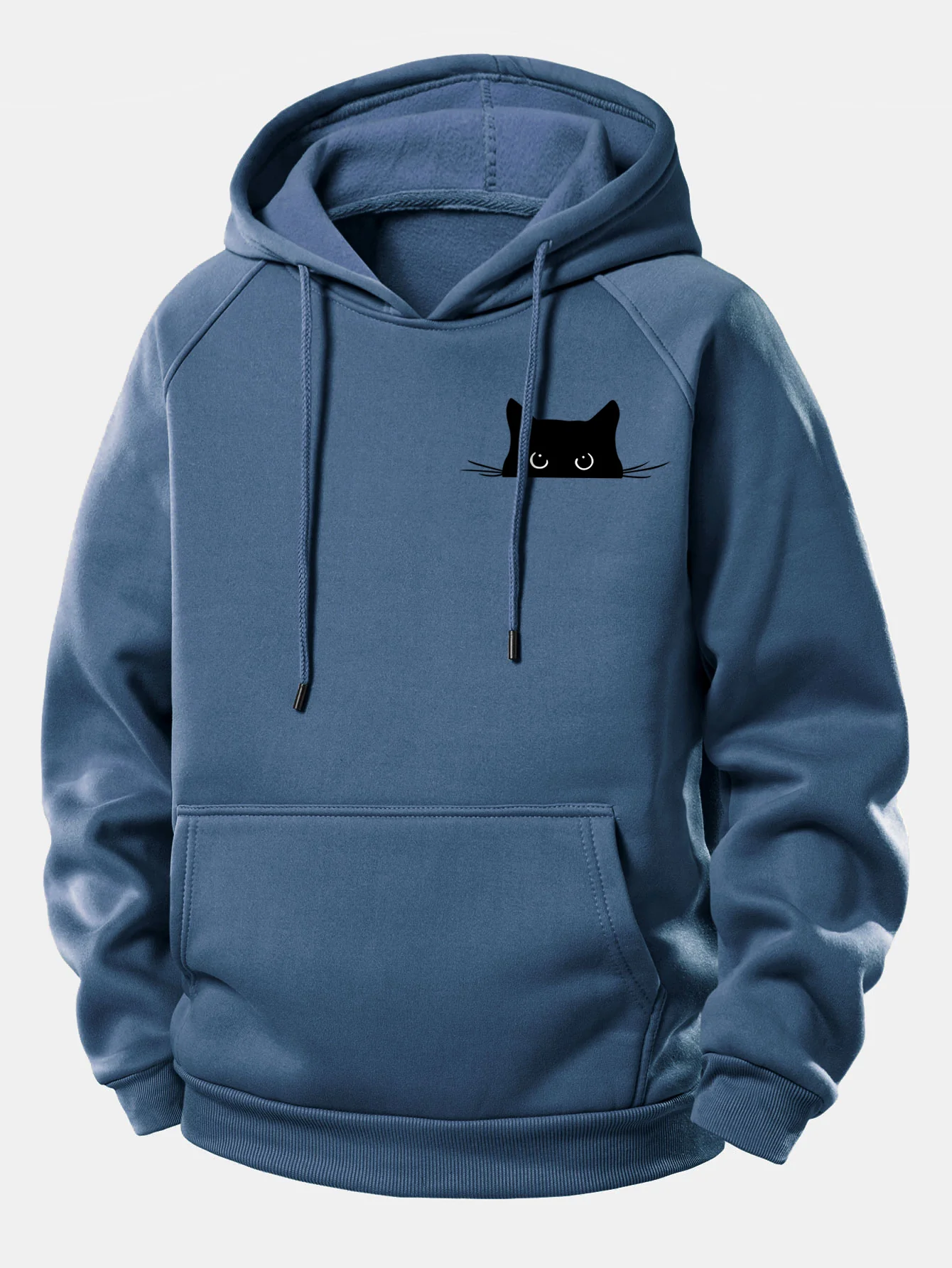 Black Cat Print Drawstring Hoodie - Image 7