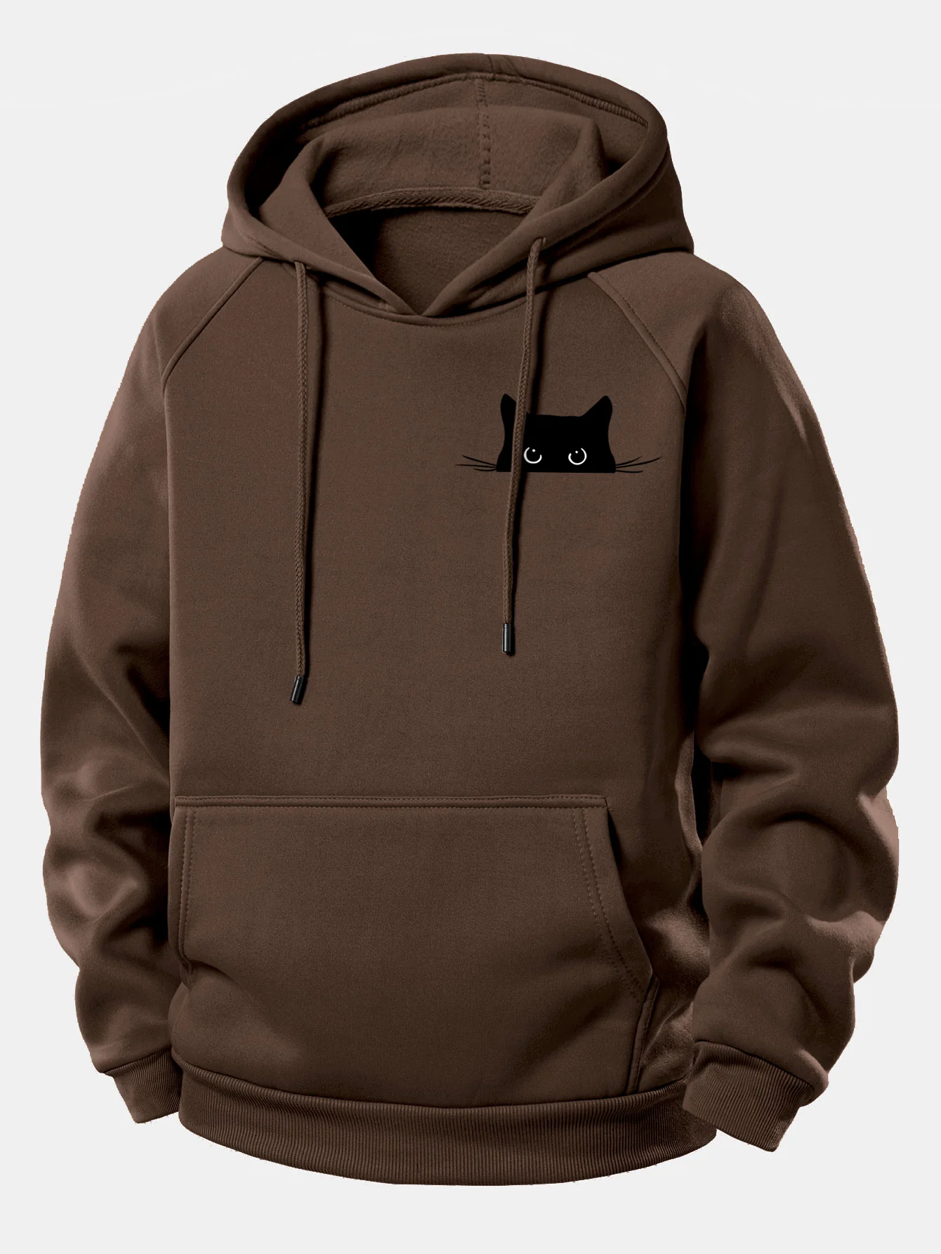 Black Cat Print Drawstring Hoodie - Image 8