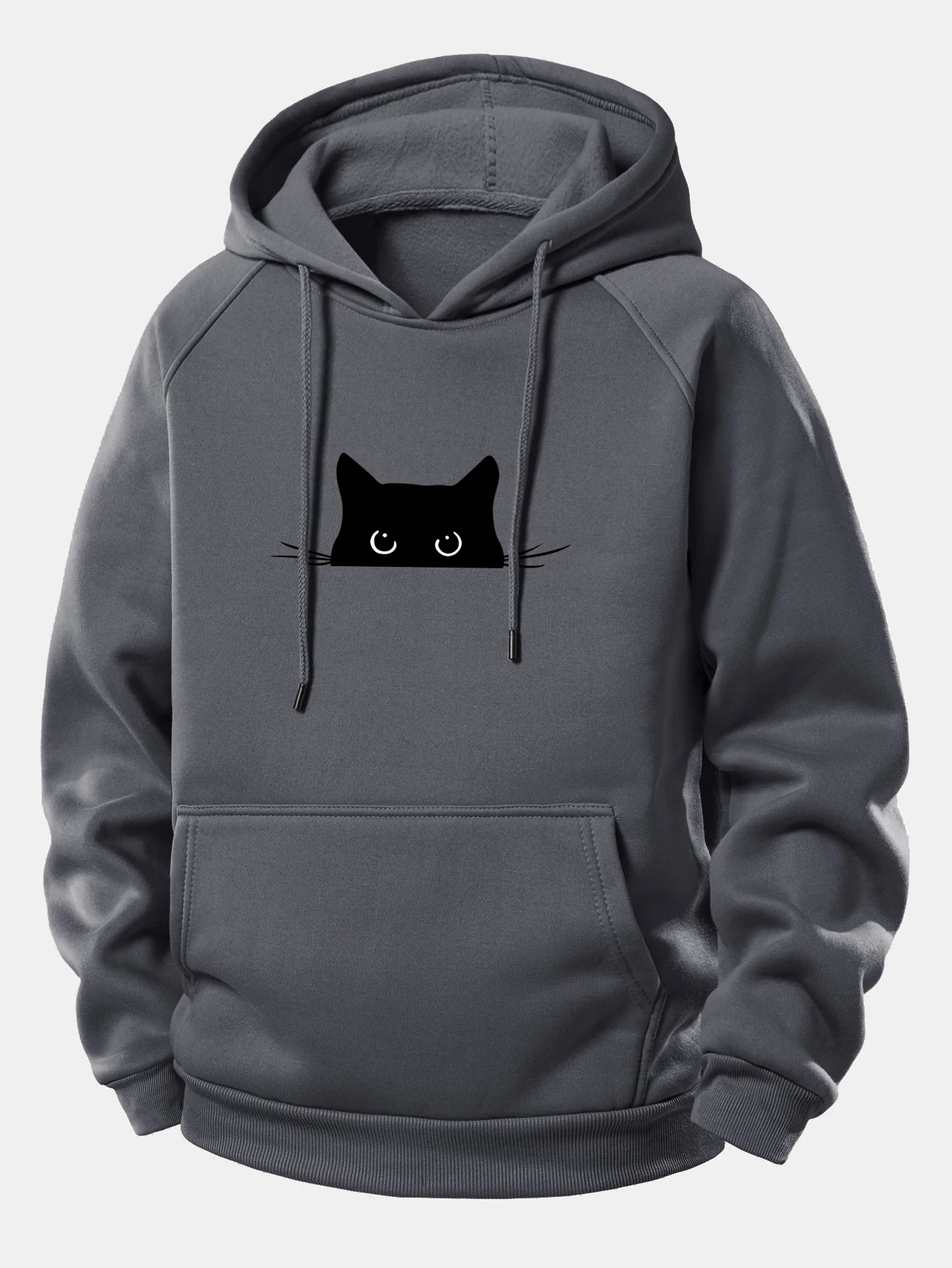 Kapuzenpullover mit Kordelzug und schwarzem Katzenmotiv - Image 10
