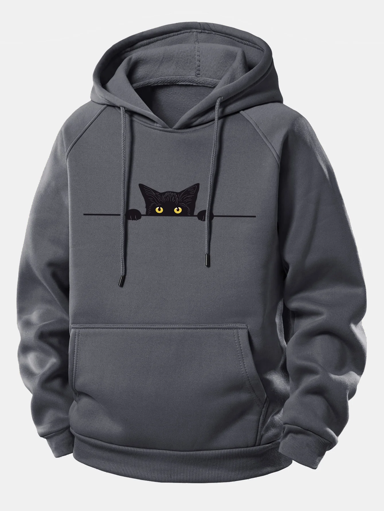 Black Cat Print Drawstring Hoodie - Image 10