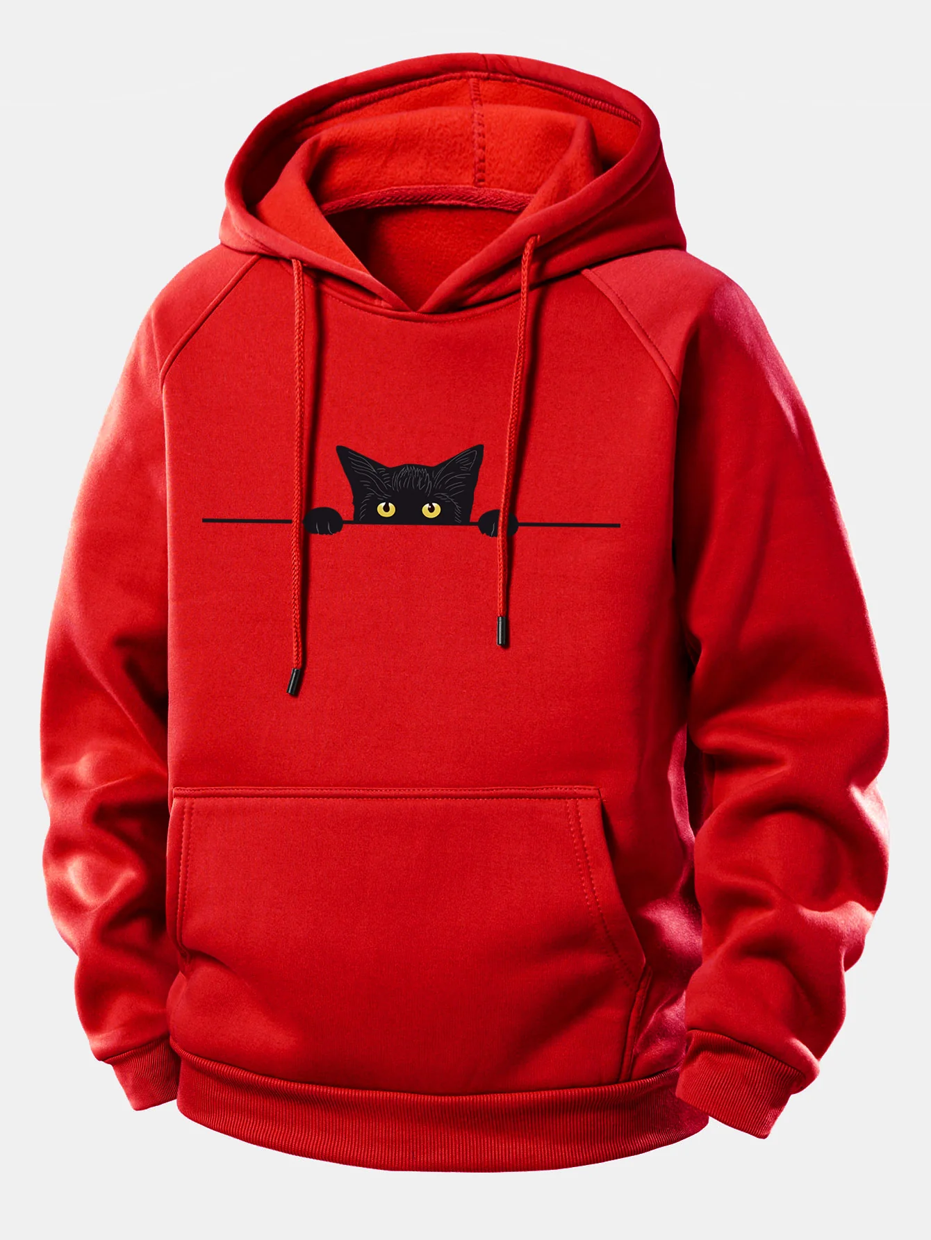Black Cat Print Drawstring Hoodie - Image 12
