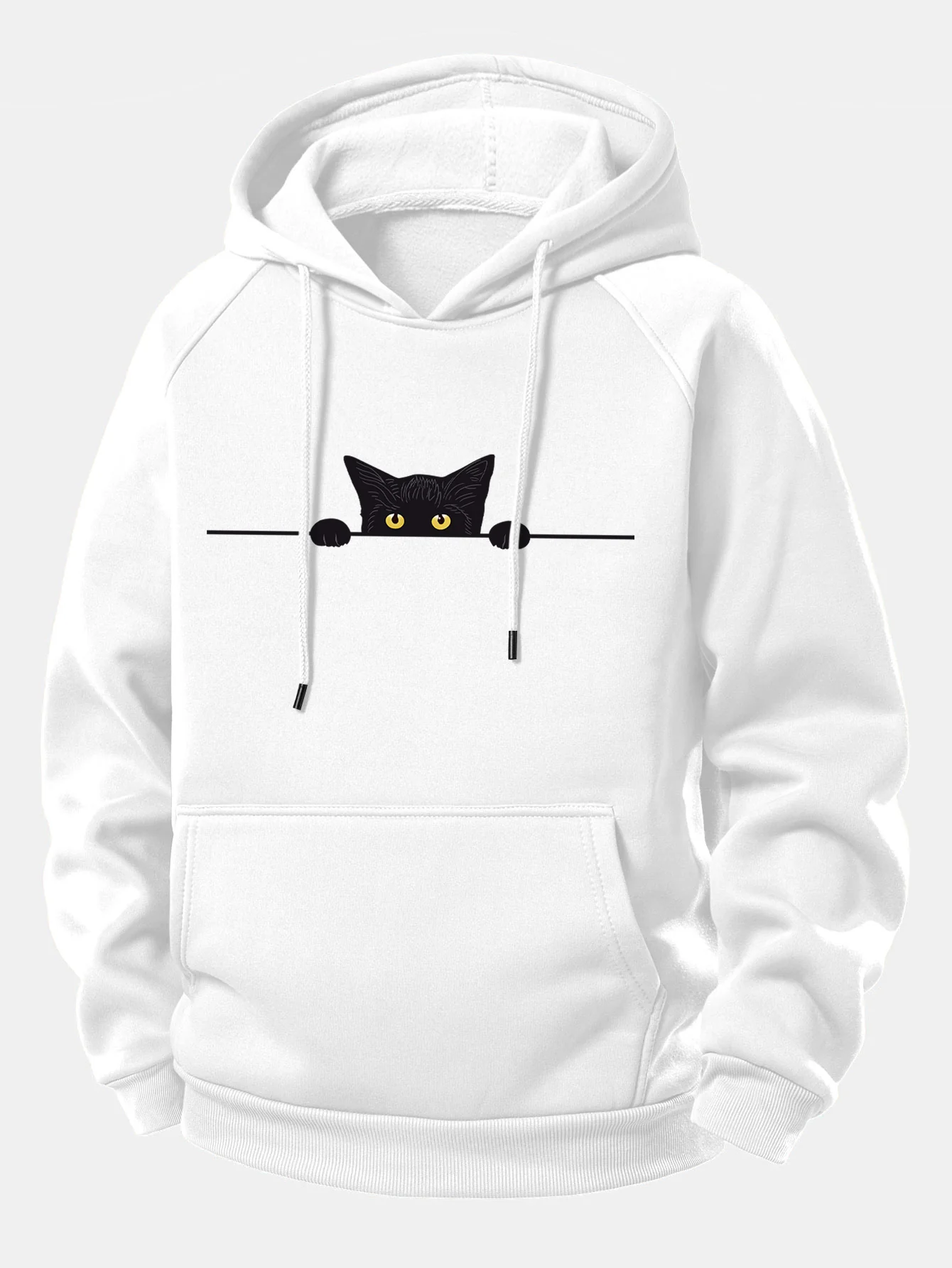 Black Cat Print Drawstring Hoodie - Image 2