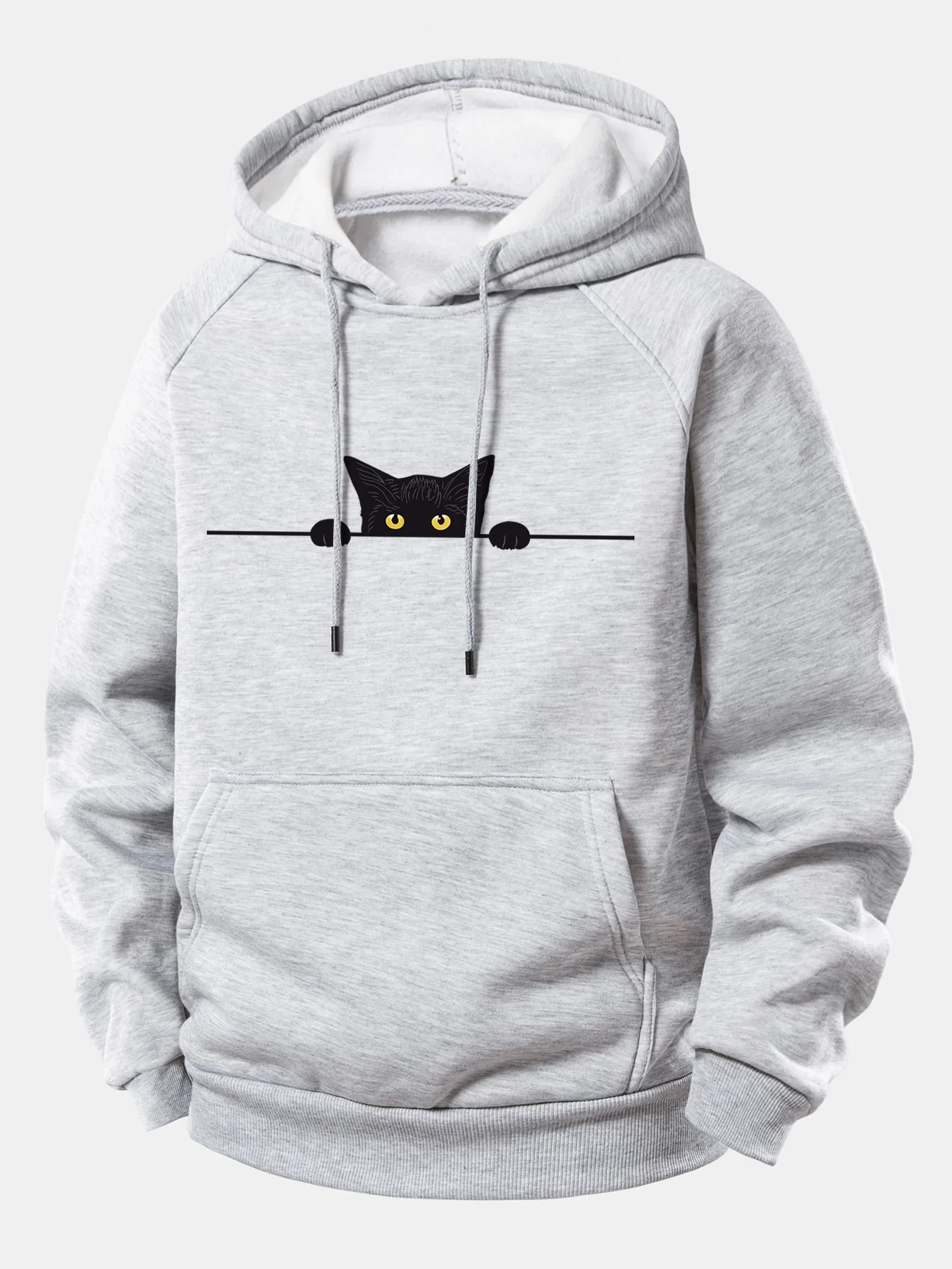 Black Cat Print Drawstring Hoodie - Image 3