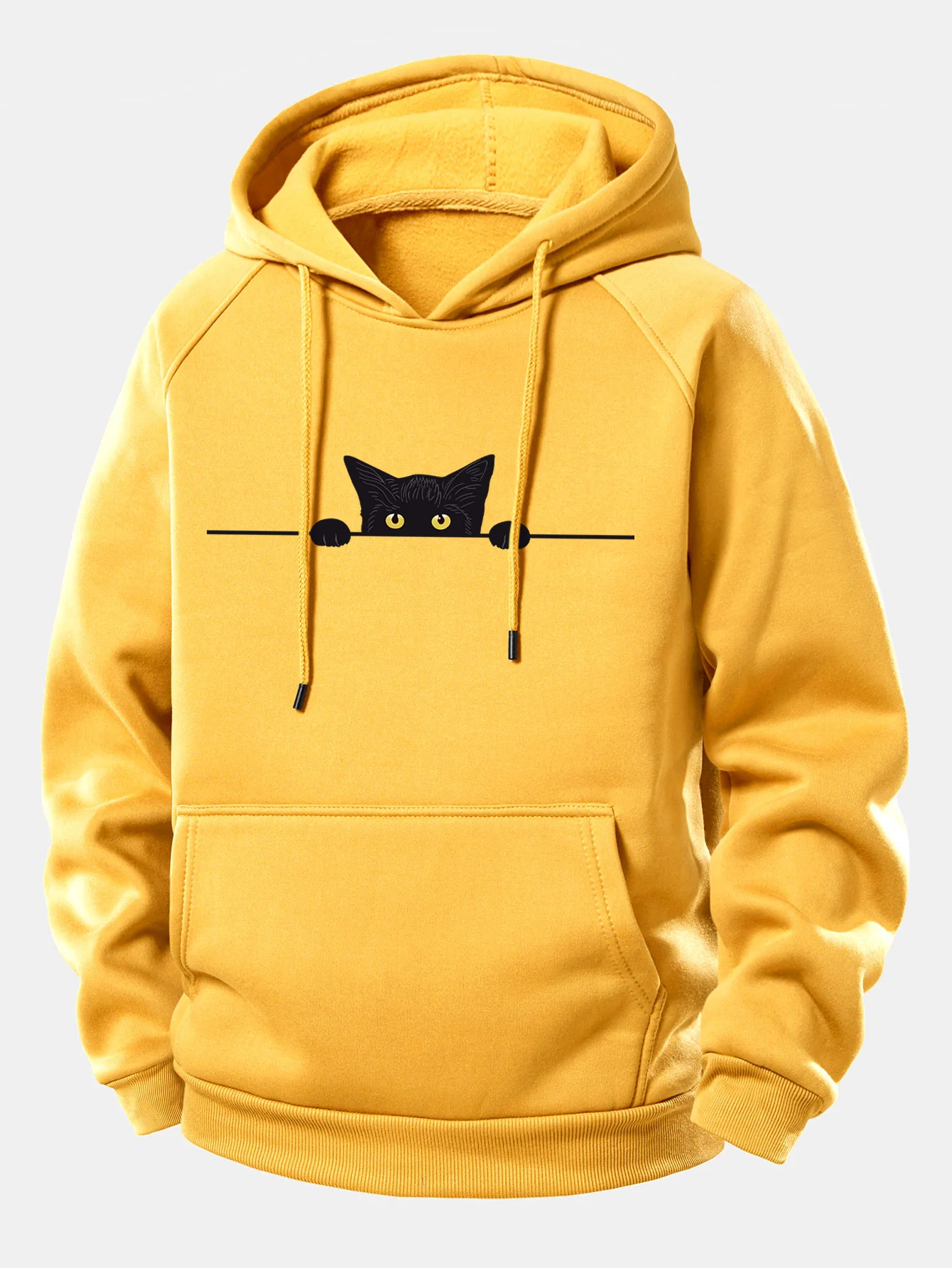 Black Cat Print Drawstring Hoodie - Image 4