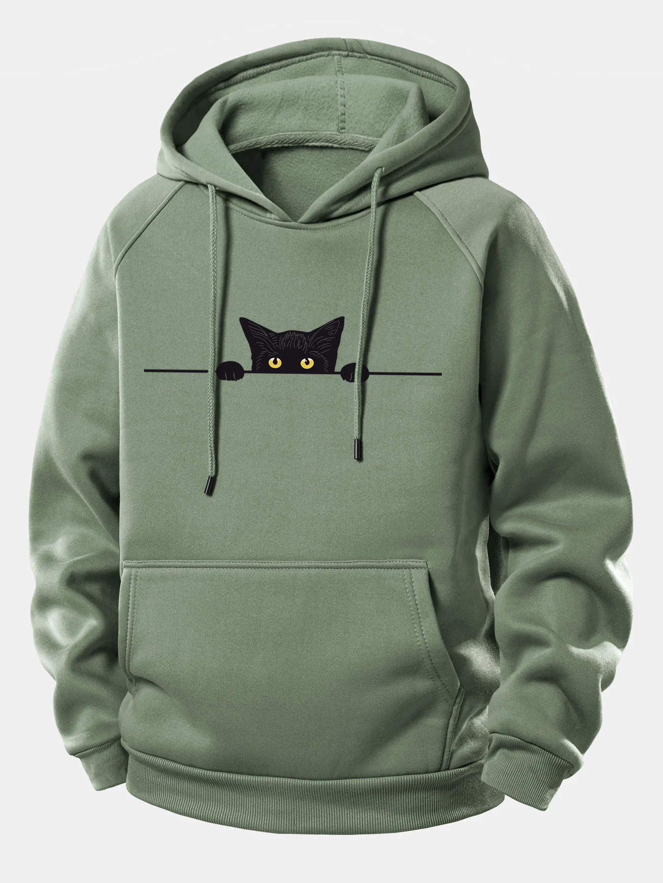 Black Cat Print Drawstring Hoodie - Image 5