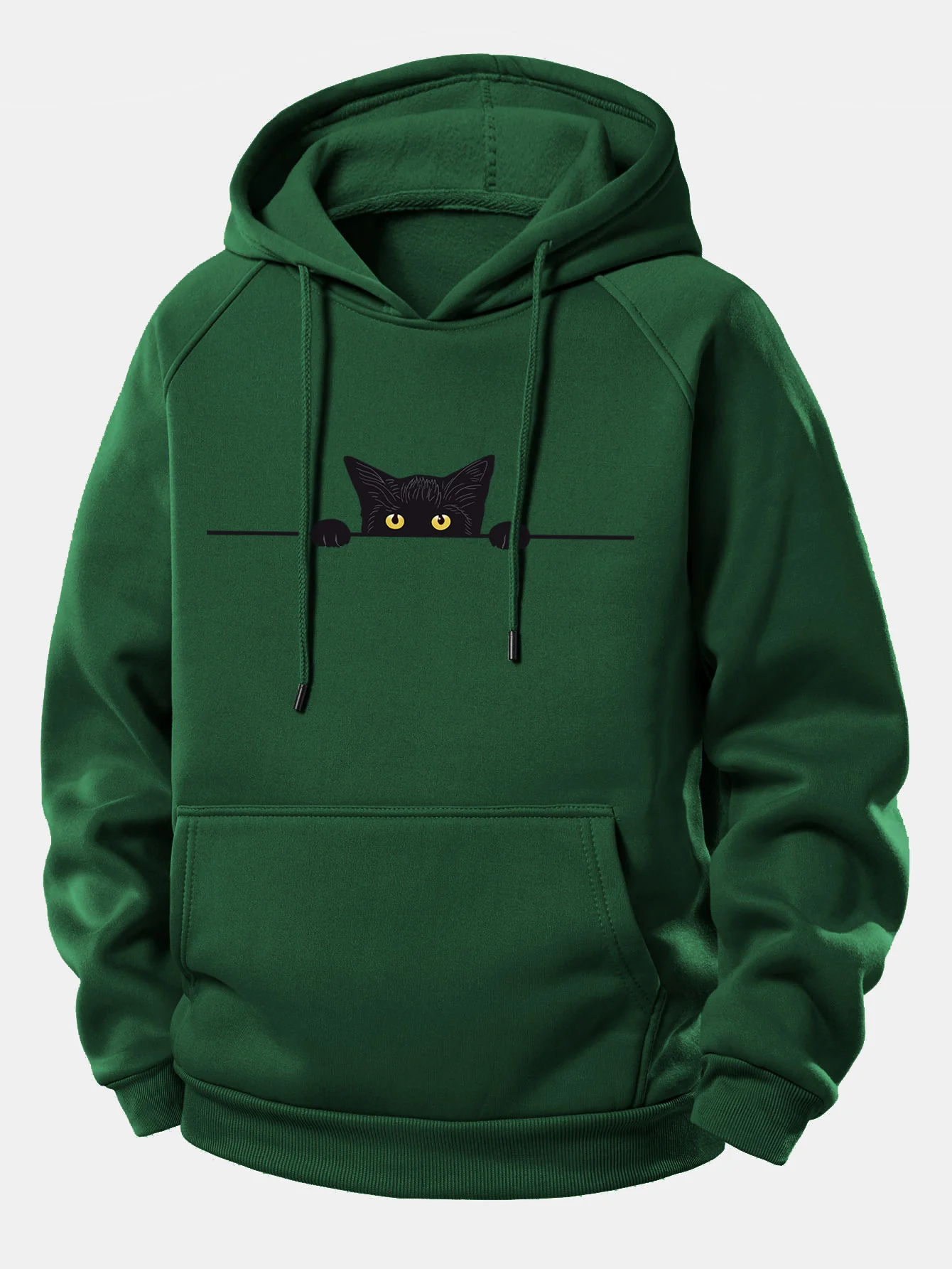Black Cat Print Drawstring Hoodie - Image 6