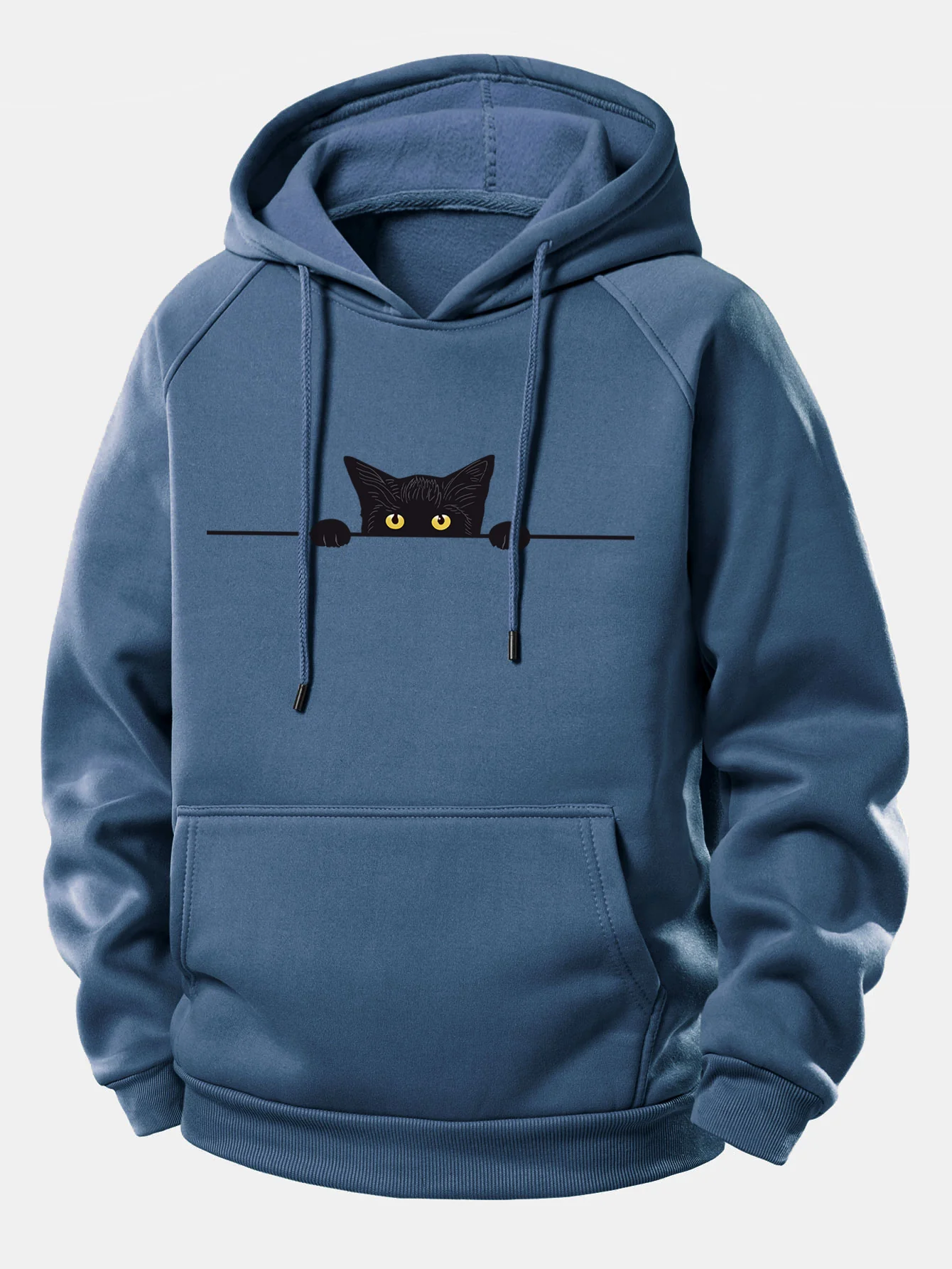 Black Cat Print Drawstring Hoodie - Image 7