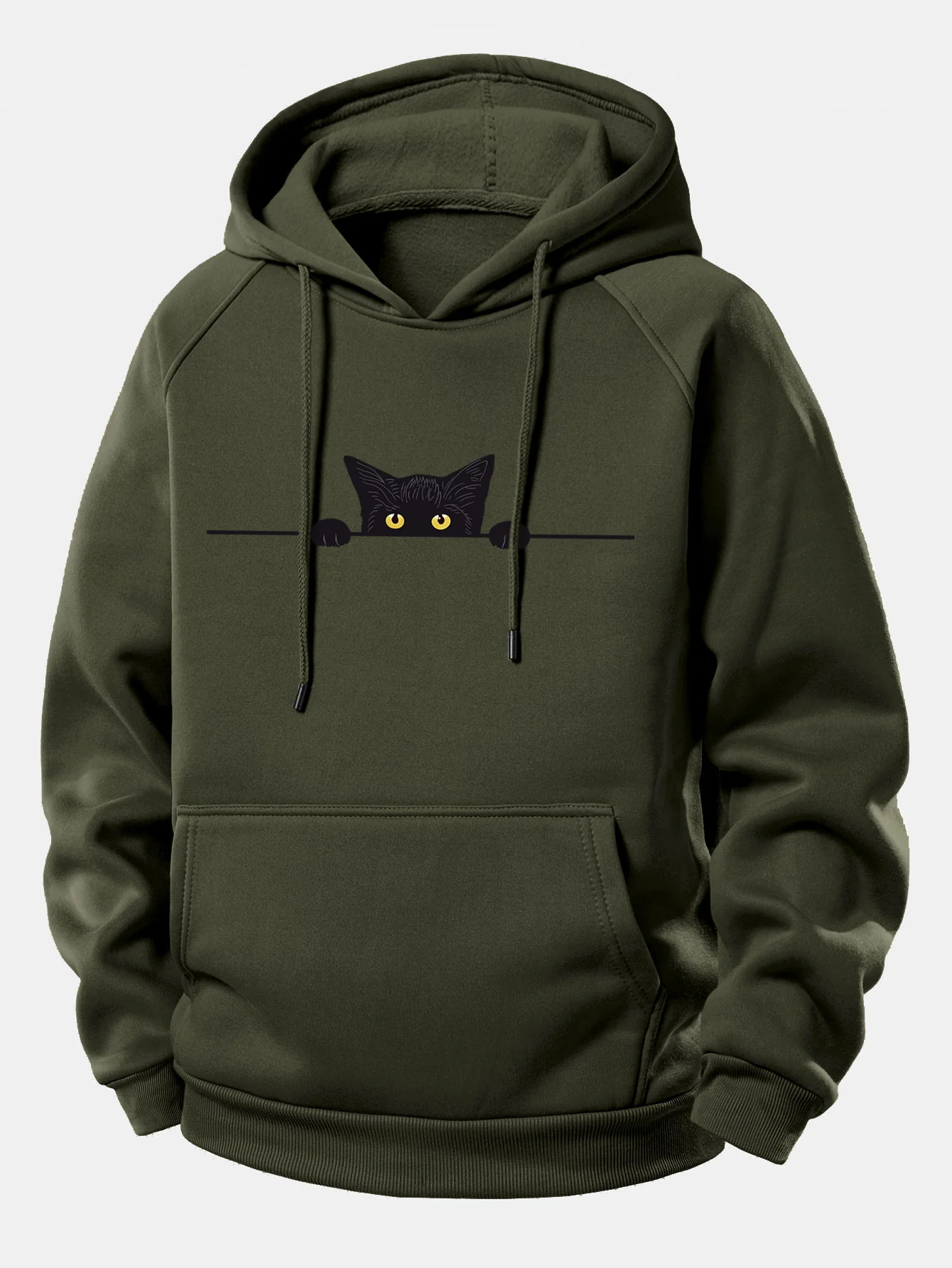 Black Cat Print Drawstring Hoodie - Image 9