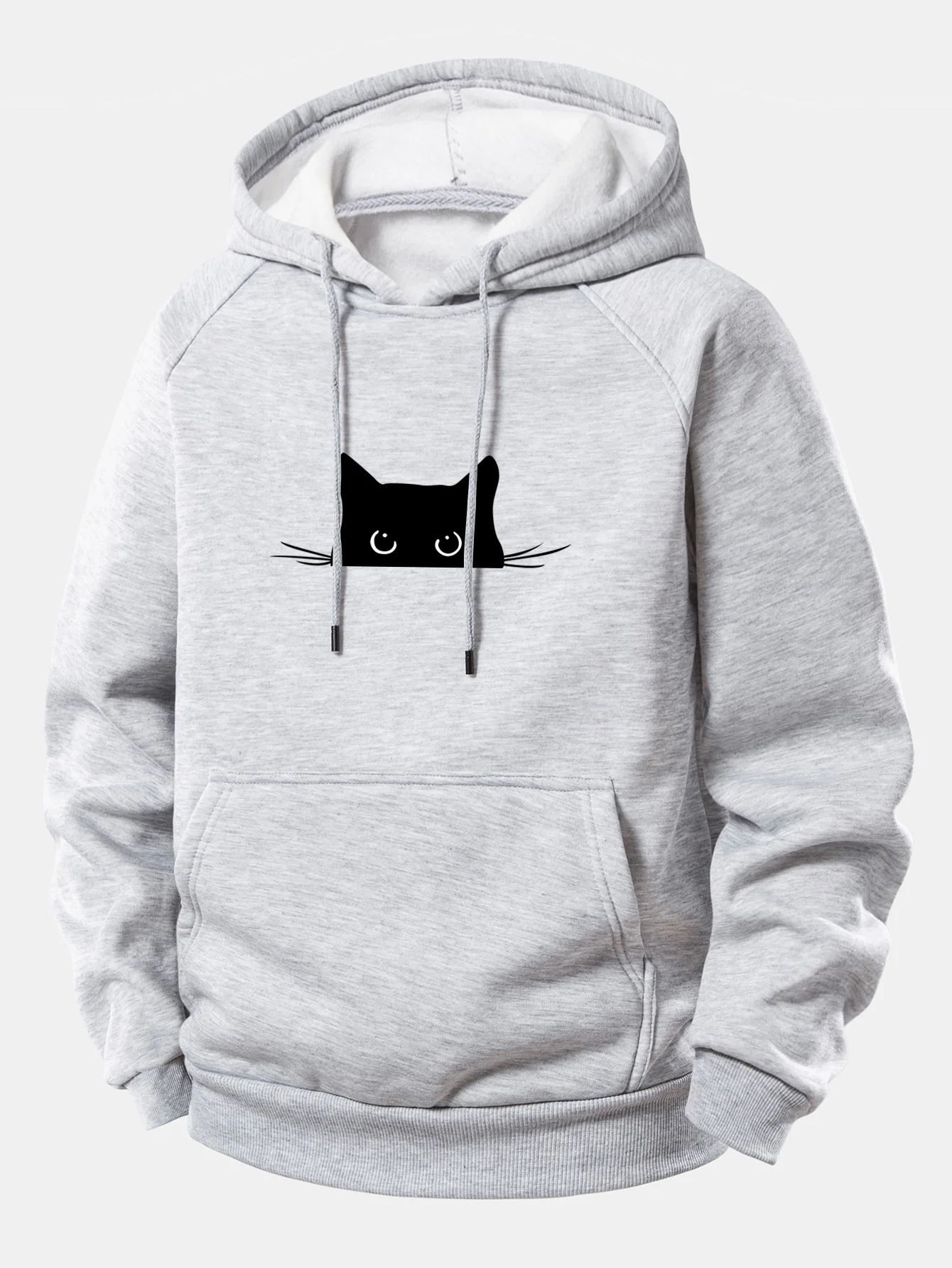 Kapuzenpullover mit Kordelzug und schwarzem Katzenmotiv - Image 3