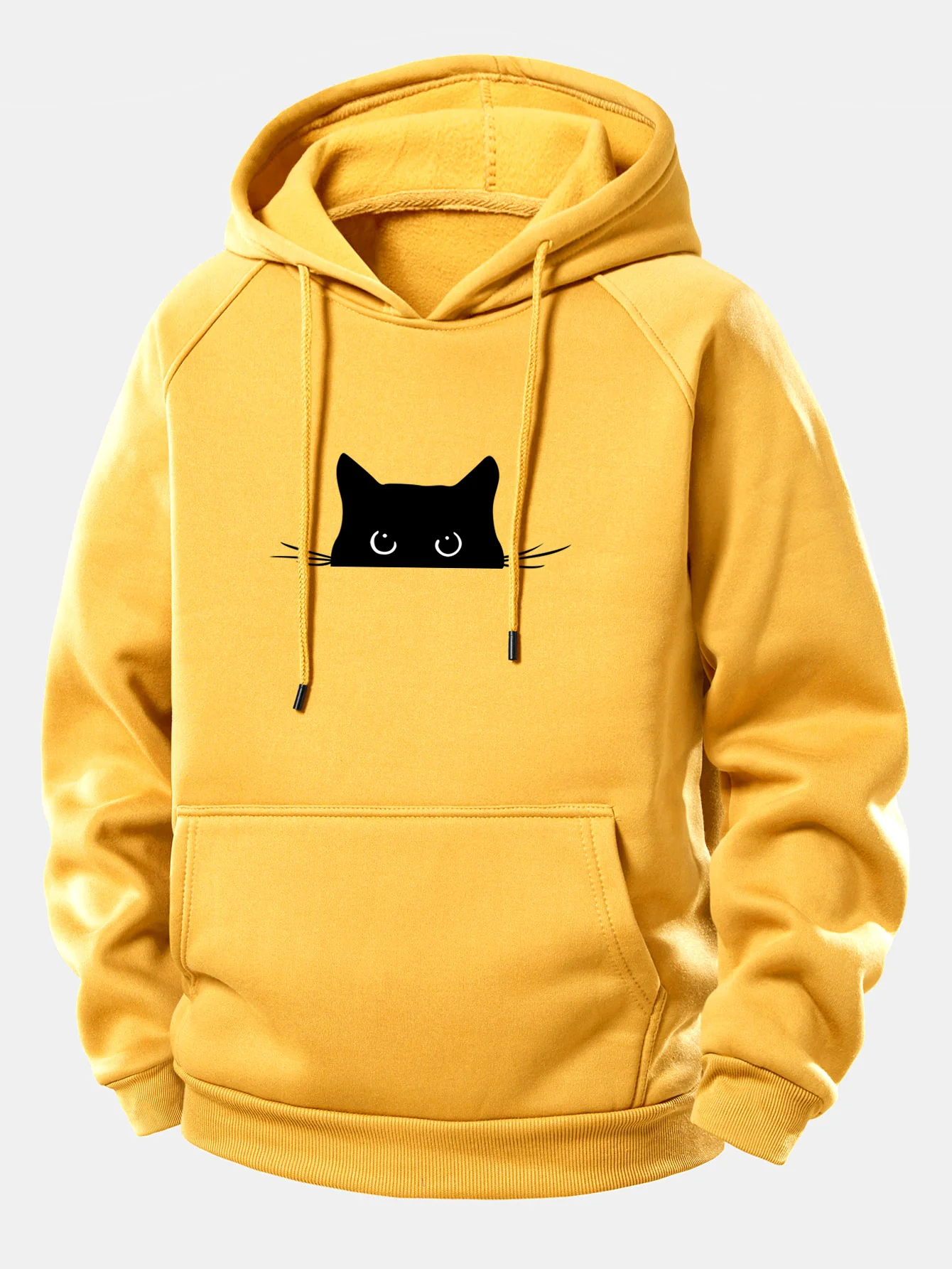 Kapuzenpullover mit Kordelzug und schwarzem Katzenmotiv - Image 4